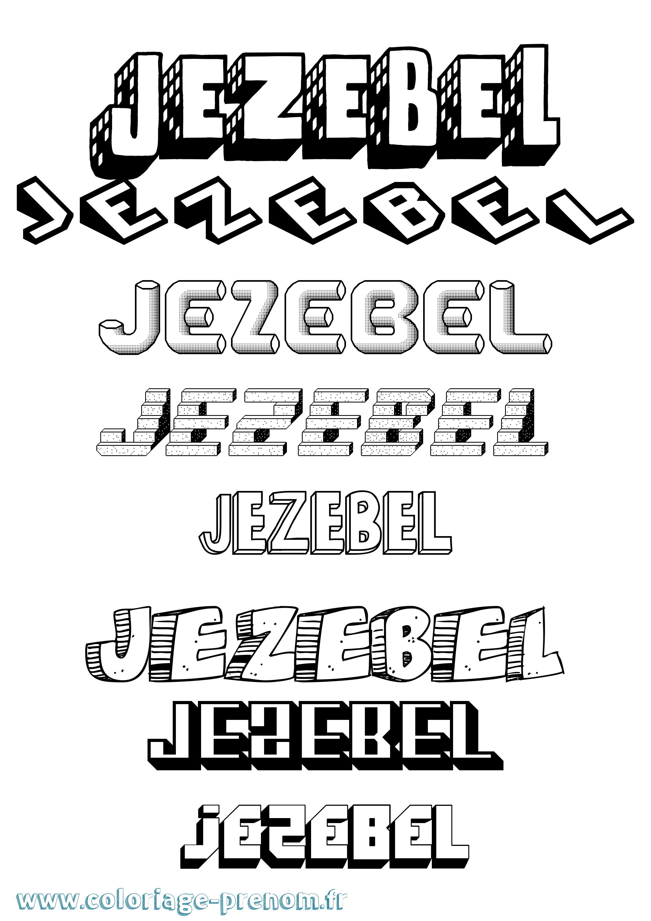 Coloriage Jezebel Effet 3D Coloriage prénom Jezebel Effet 3D