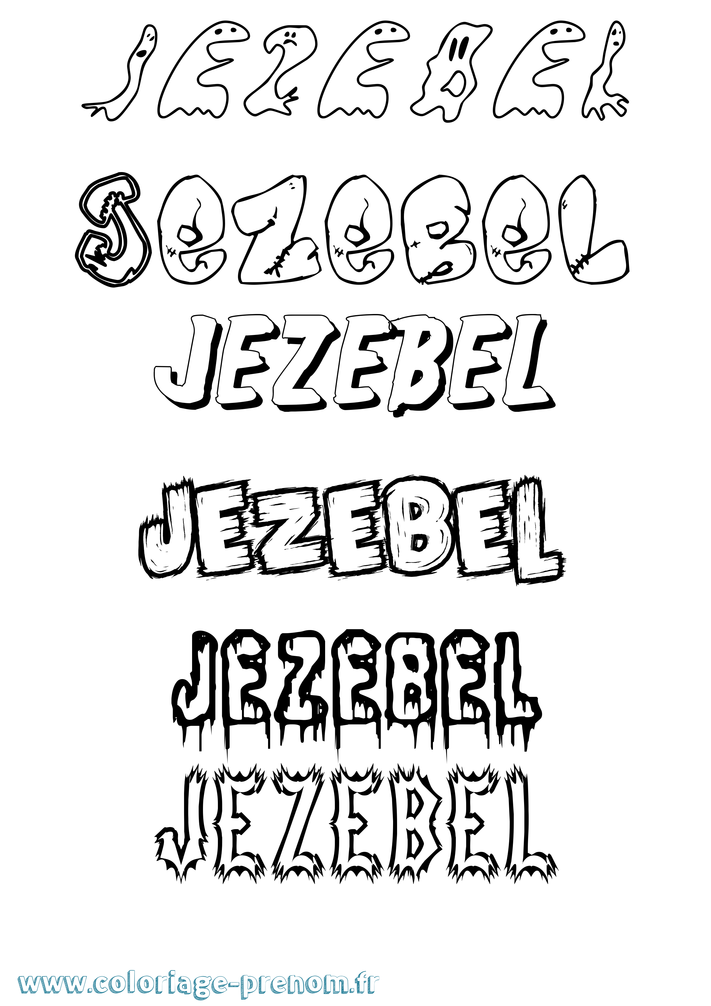 Coloriage Jezebel Frisson Coloriage prénom Jezebel Frisson