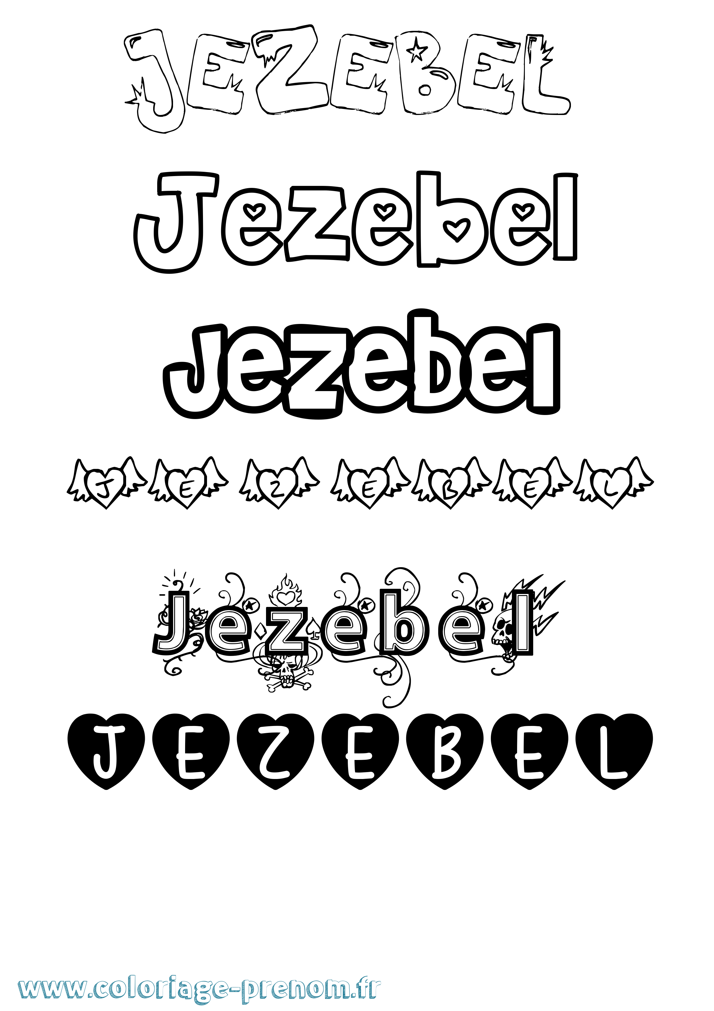 Coloriage Jezebel Girly Coloriage prénom Jezebel Girly