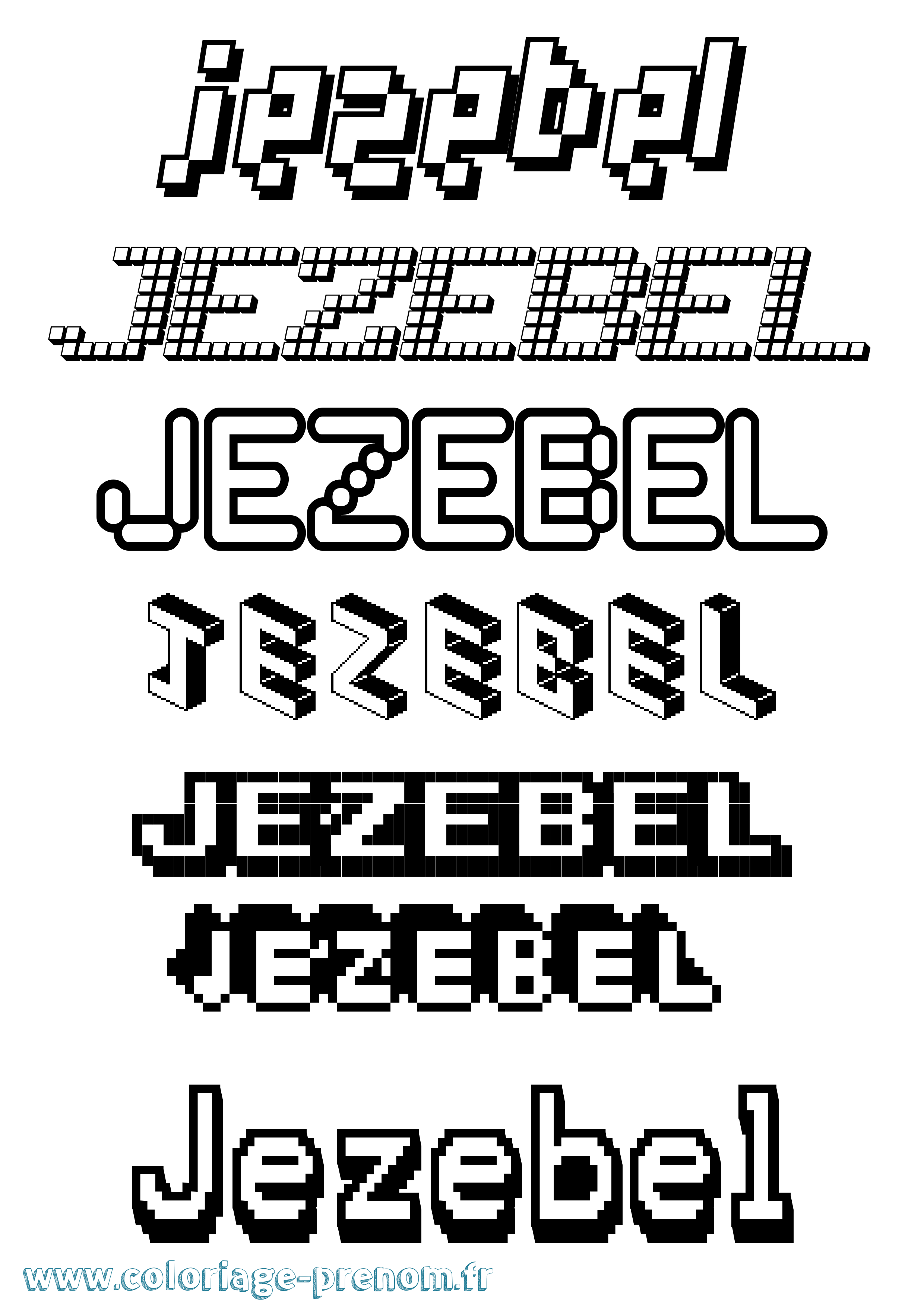 Coloriage Jezebel Pixel Coloriage prénom Jezebel Pixel
