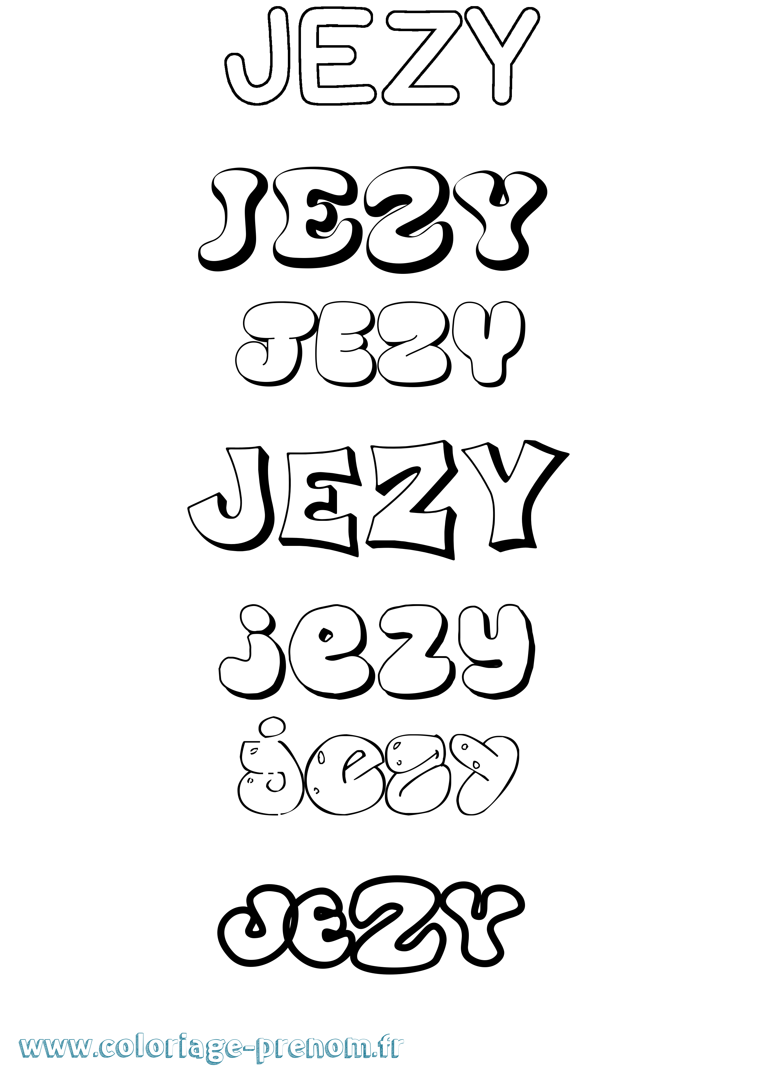 Coloriage Jezy Bubble Coloriage prénom Jezy Bubble