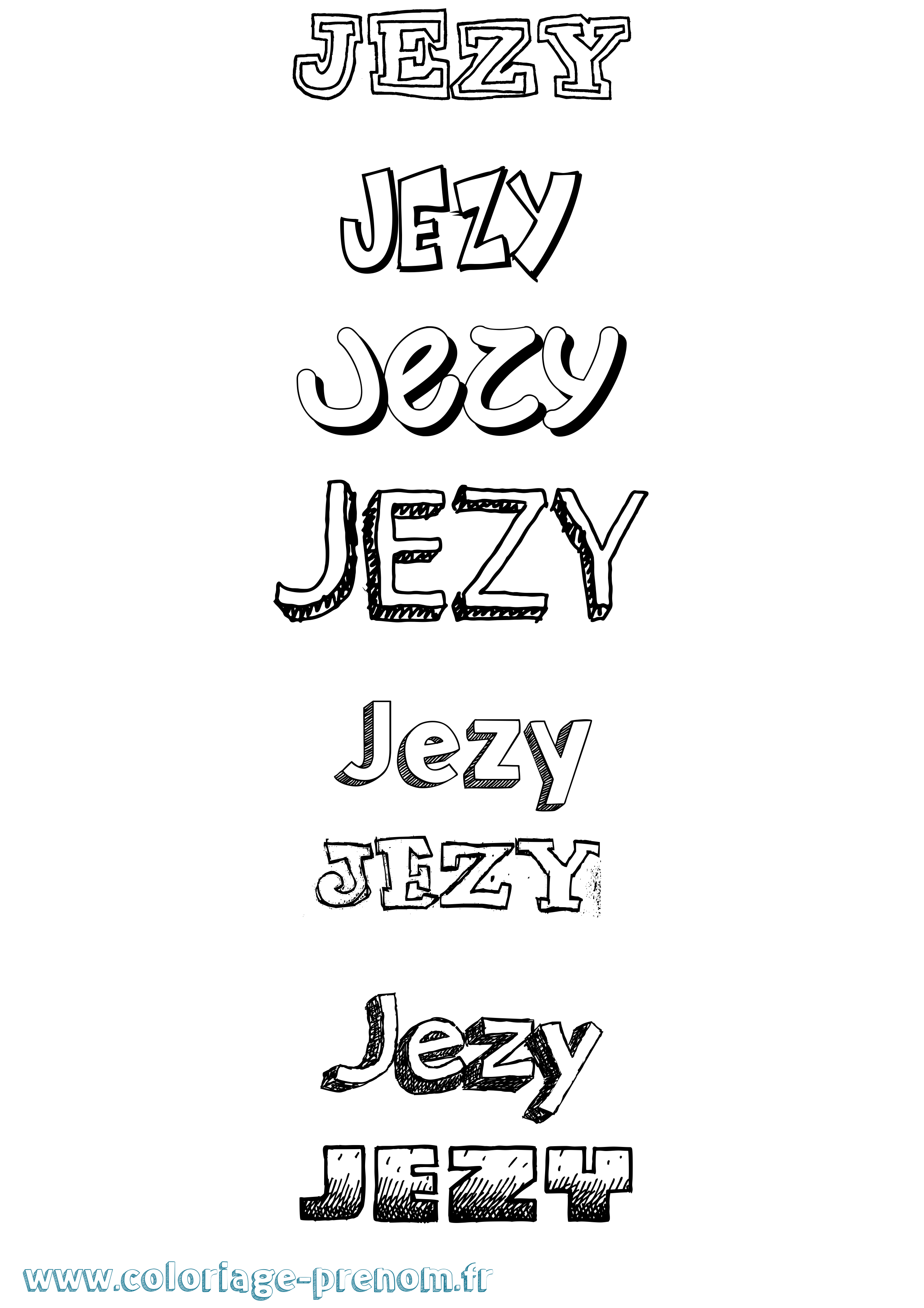 Coloriage Jezy Dessiné Coloriage prénom Jezy Dessiné