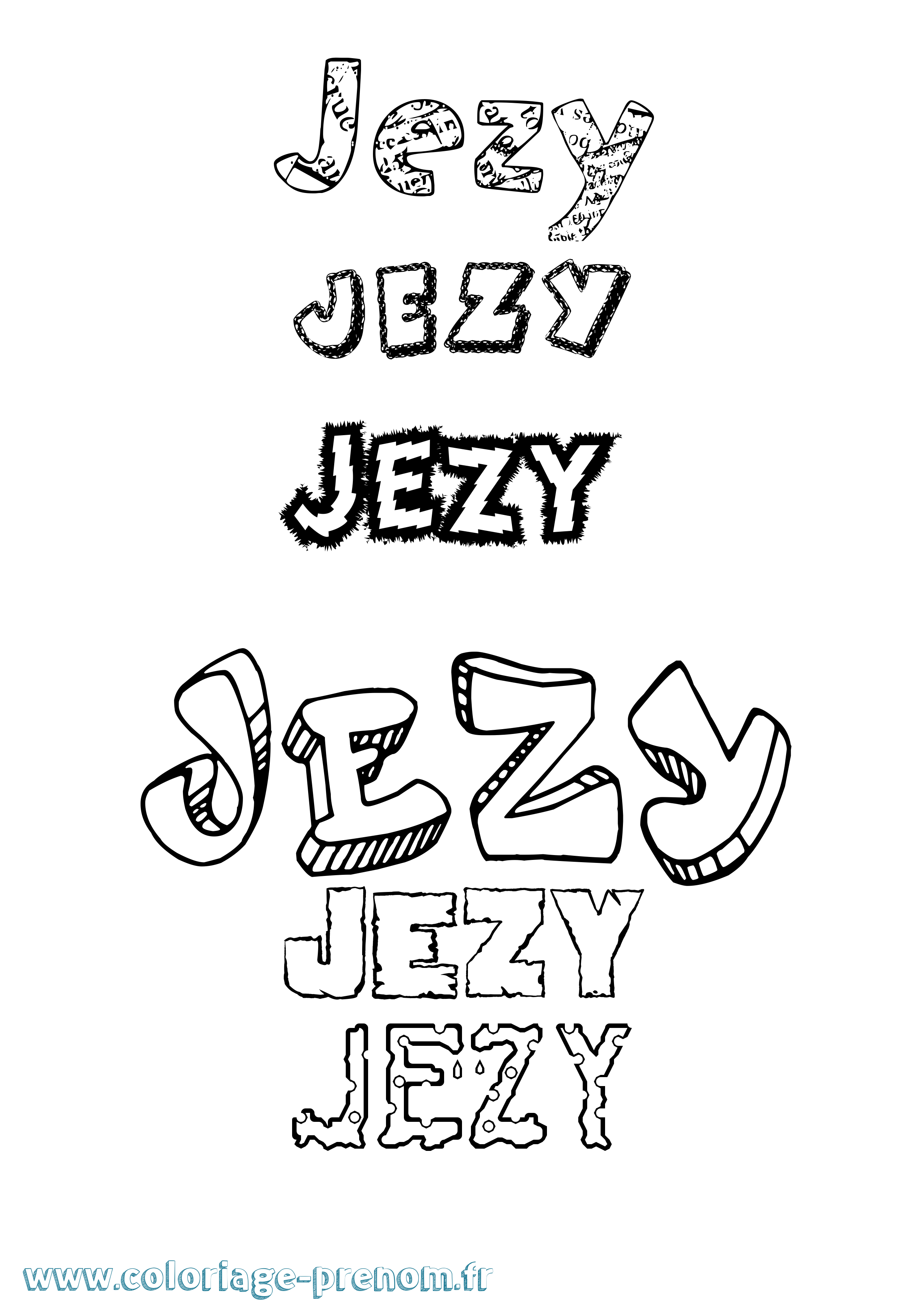 Coloriage Jezy Destructuré Coloriage prénom Jezy Destructuré
