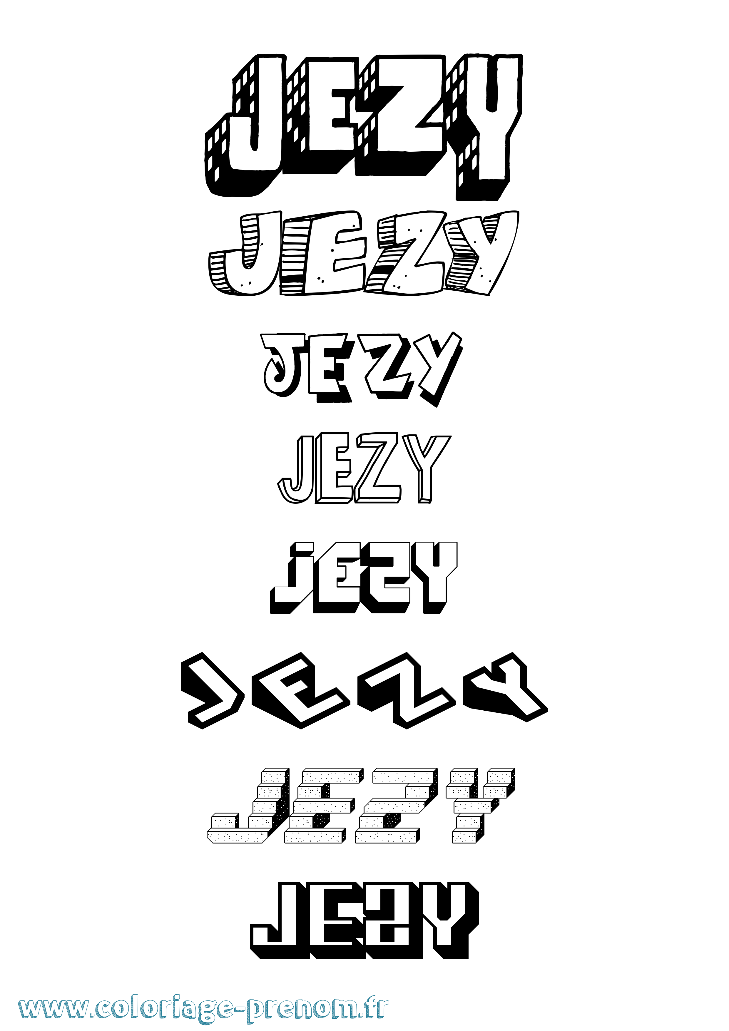 Coloriage Jezy Effet 3D Coloriage prénom Jezy Effet 3D