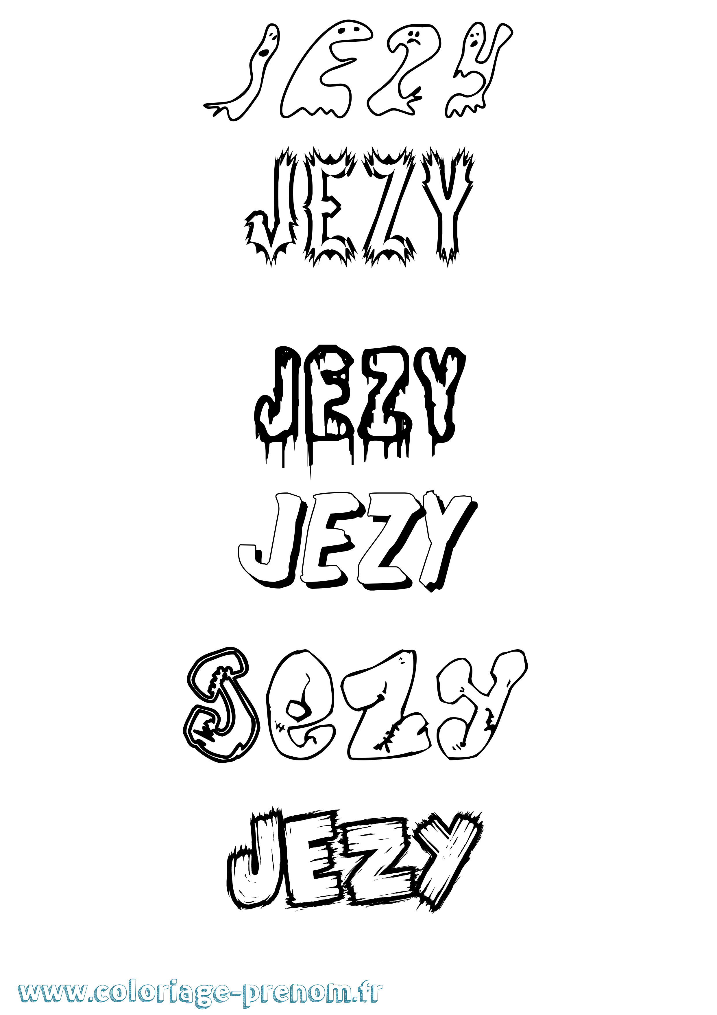 Coloriage Jezy Frisson Coloriage prénom Jezy Frisson