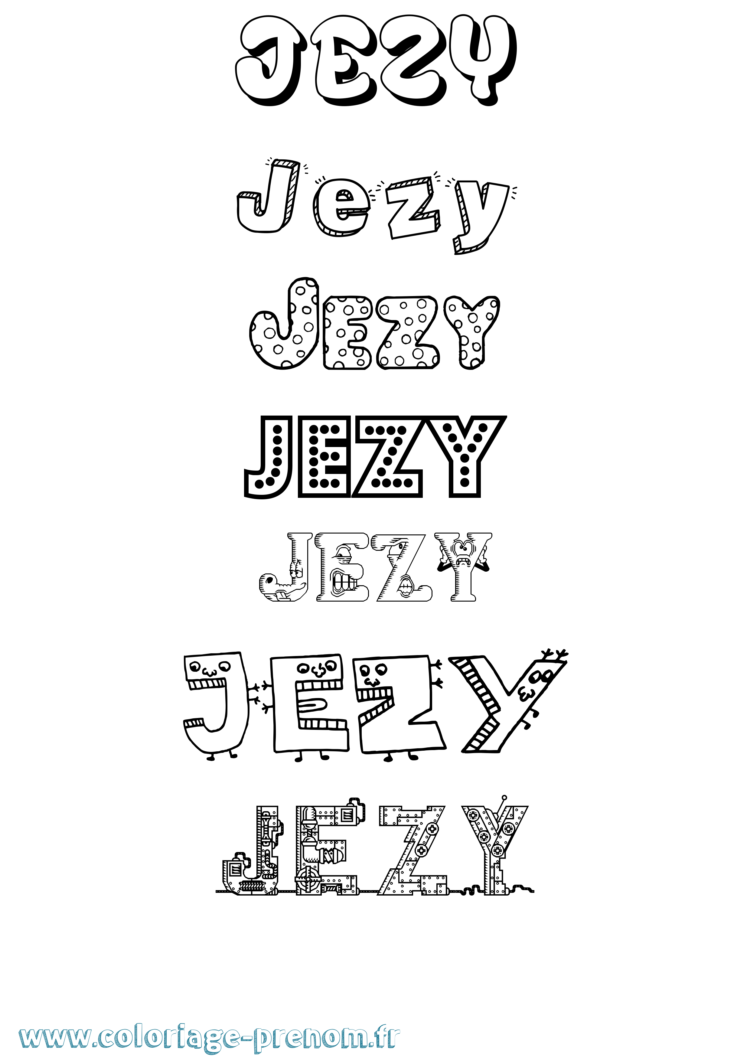 Coloriage Jezy Fun Coloriage prénom Jezy Fun