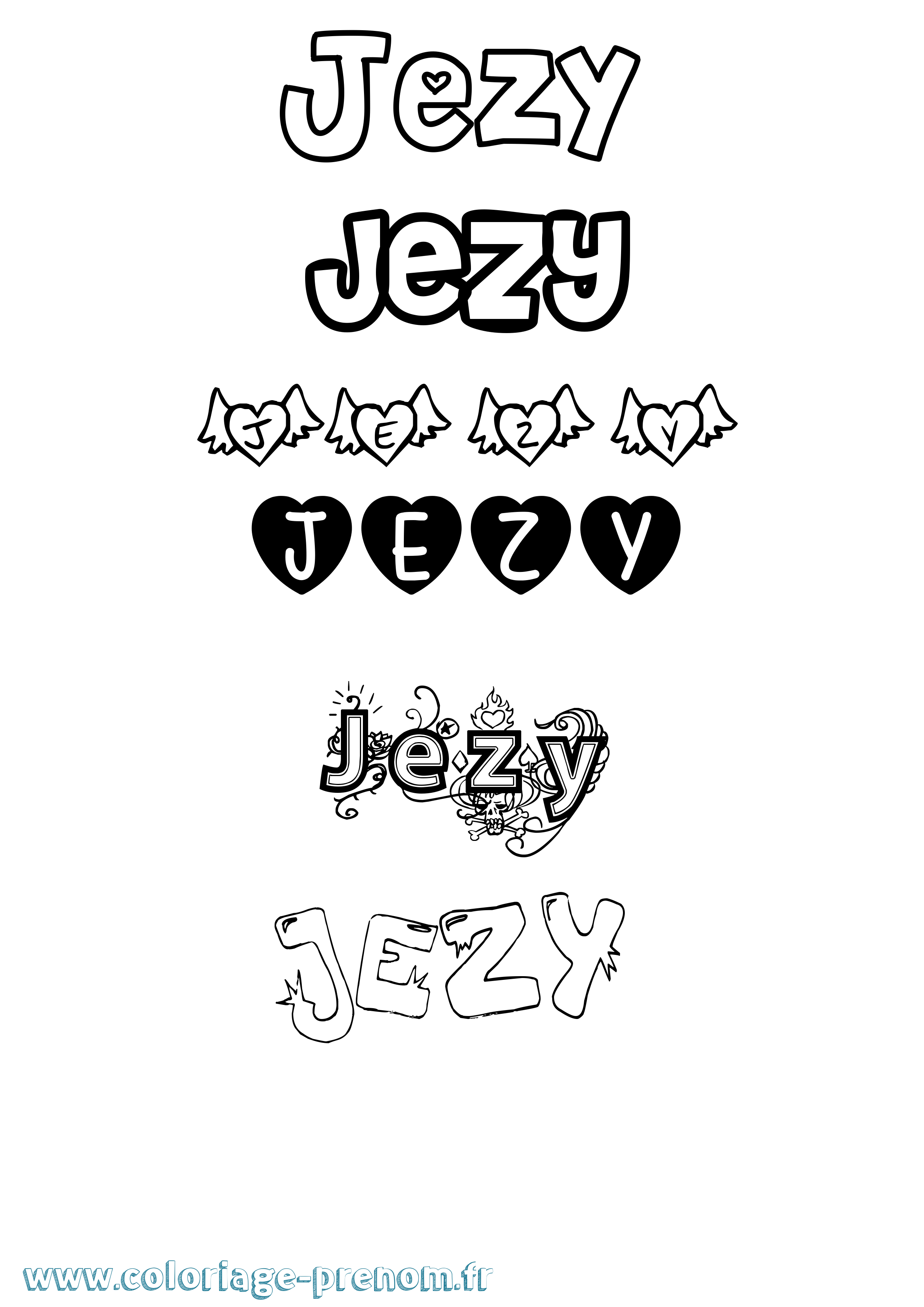 Coloriage Jezy Girly Coloriage prénom Jezy Girly