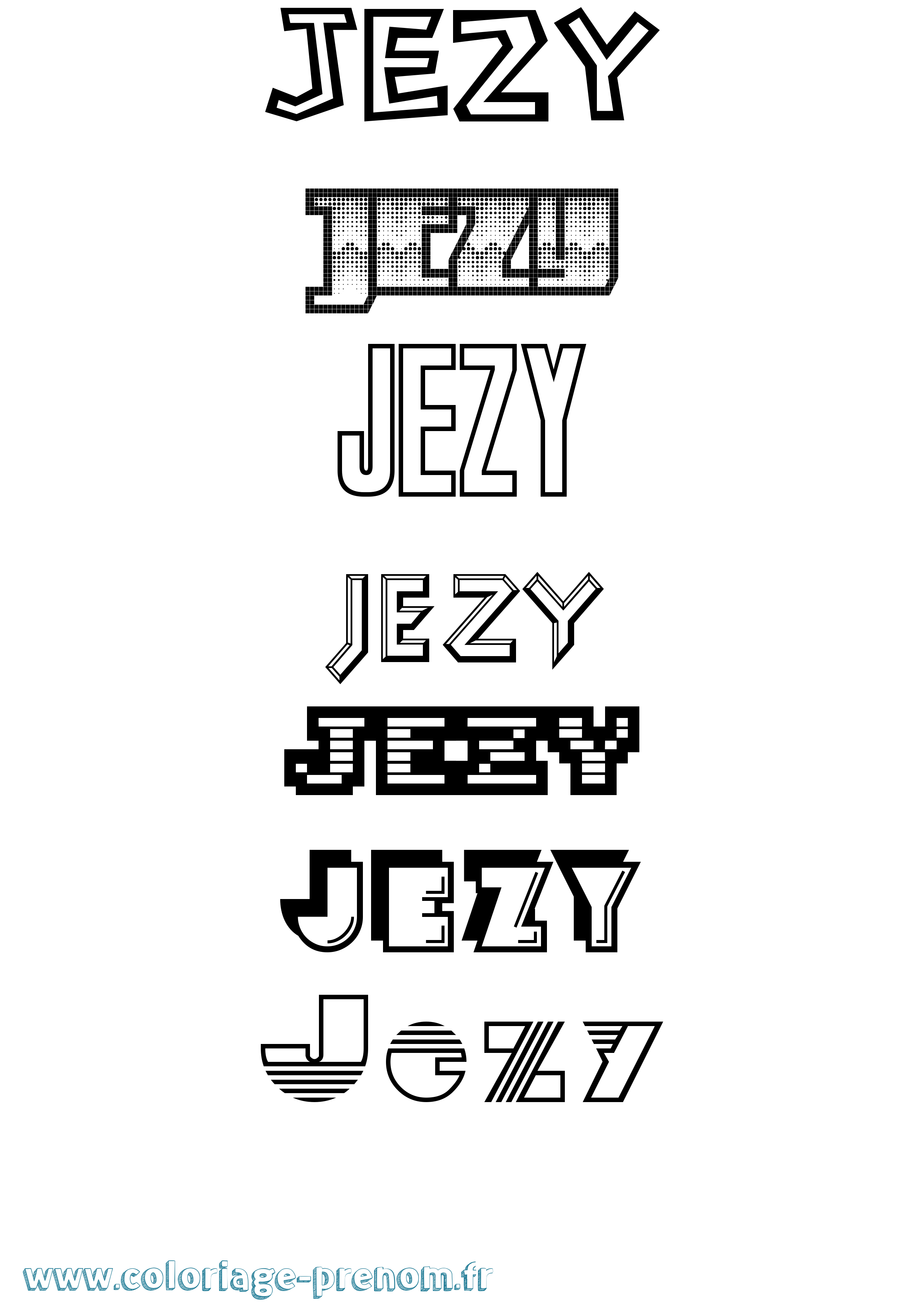 Coloriage Jezy Jeux Vidéos Coloriage prénom Jezy Jeux Vidéos