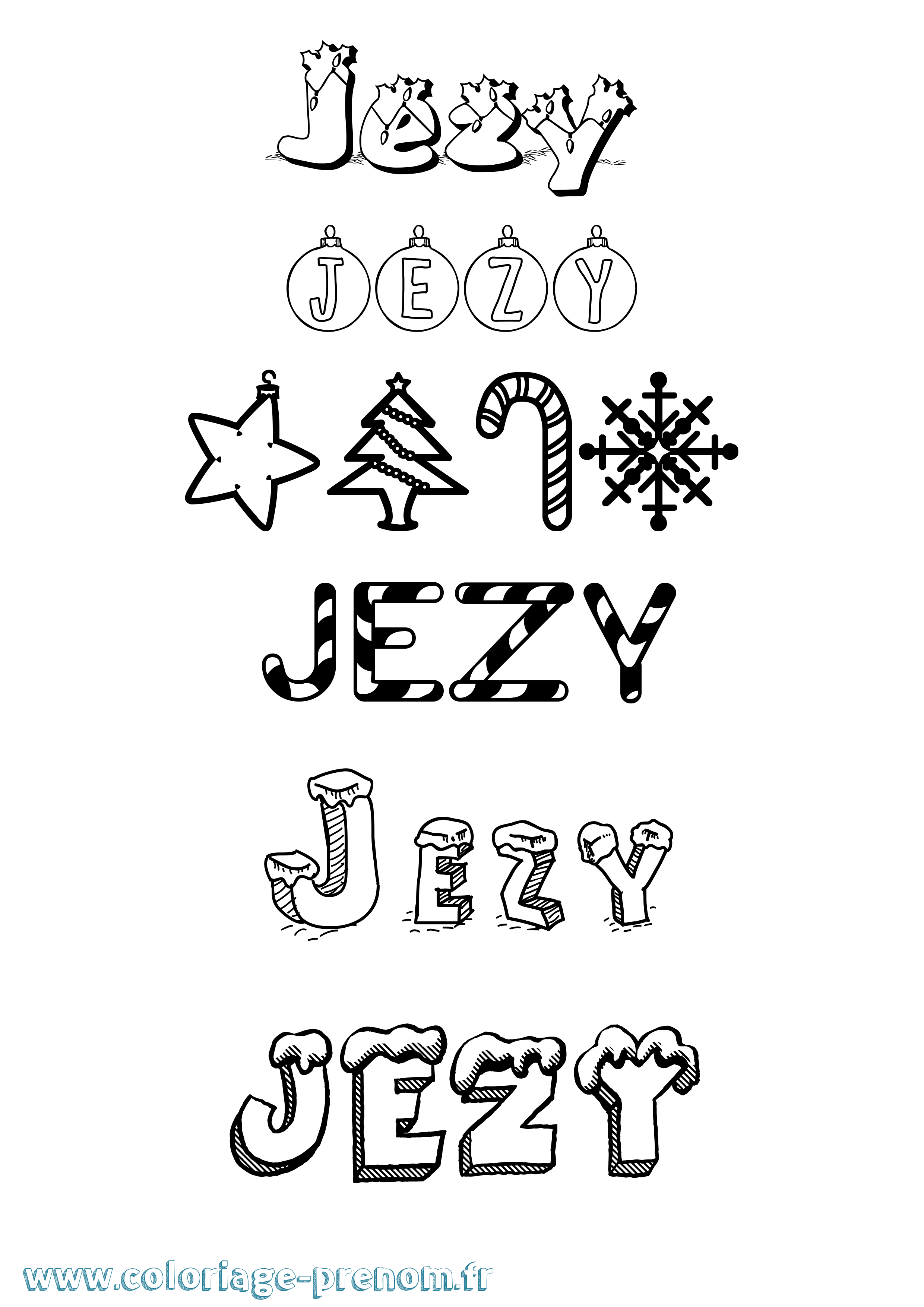 Coloriage Jezy Noël Coloriage prénom Jezy Noël