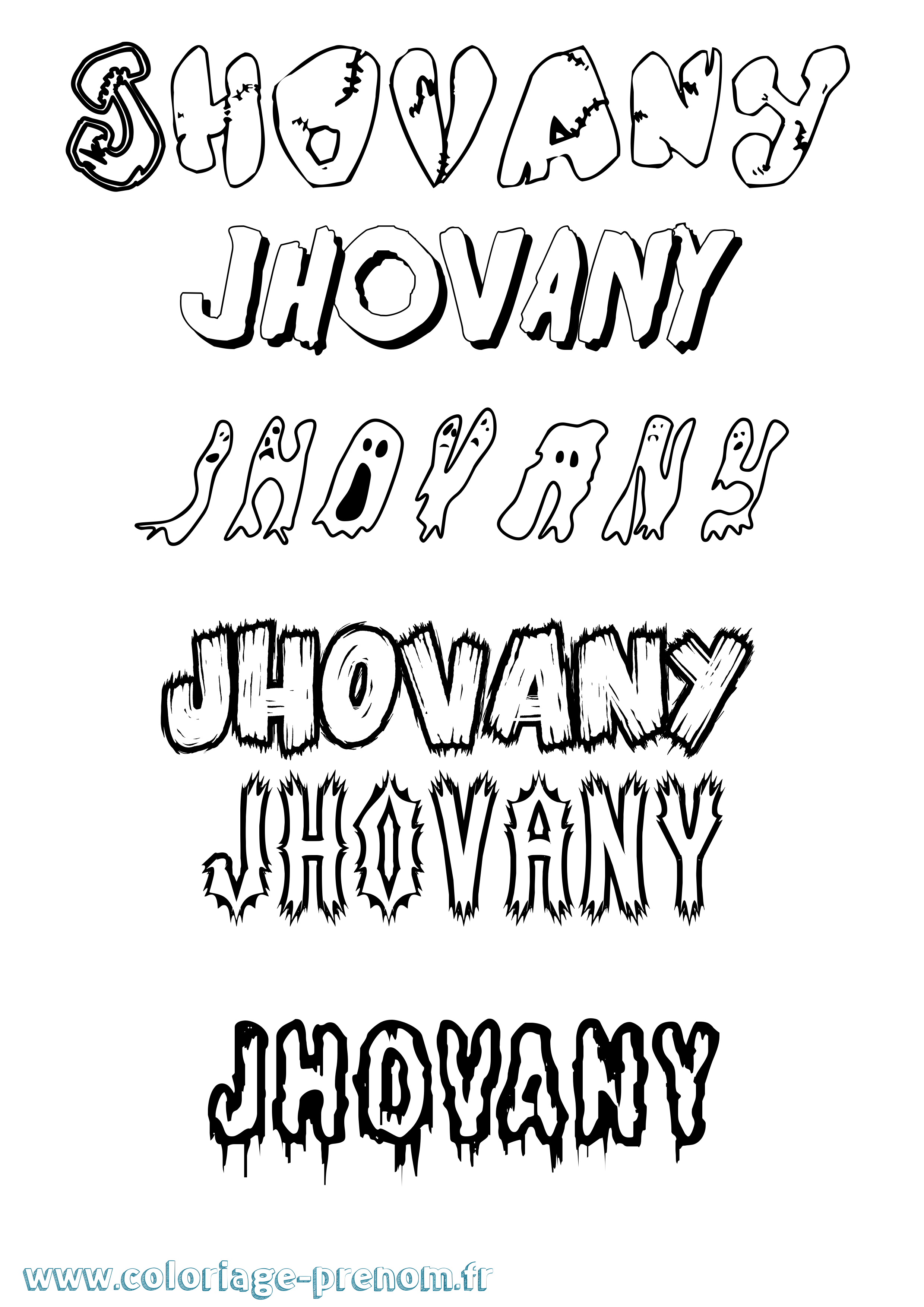 Coloriage Jhovany Frisson Coloriage prénom Jhovany Frisson