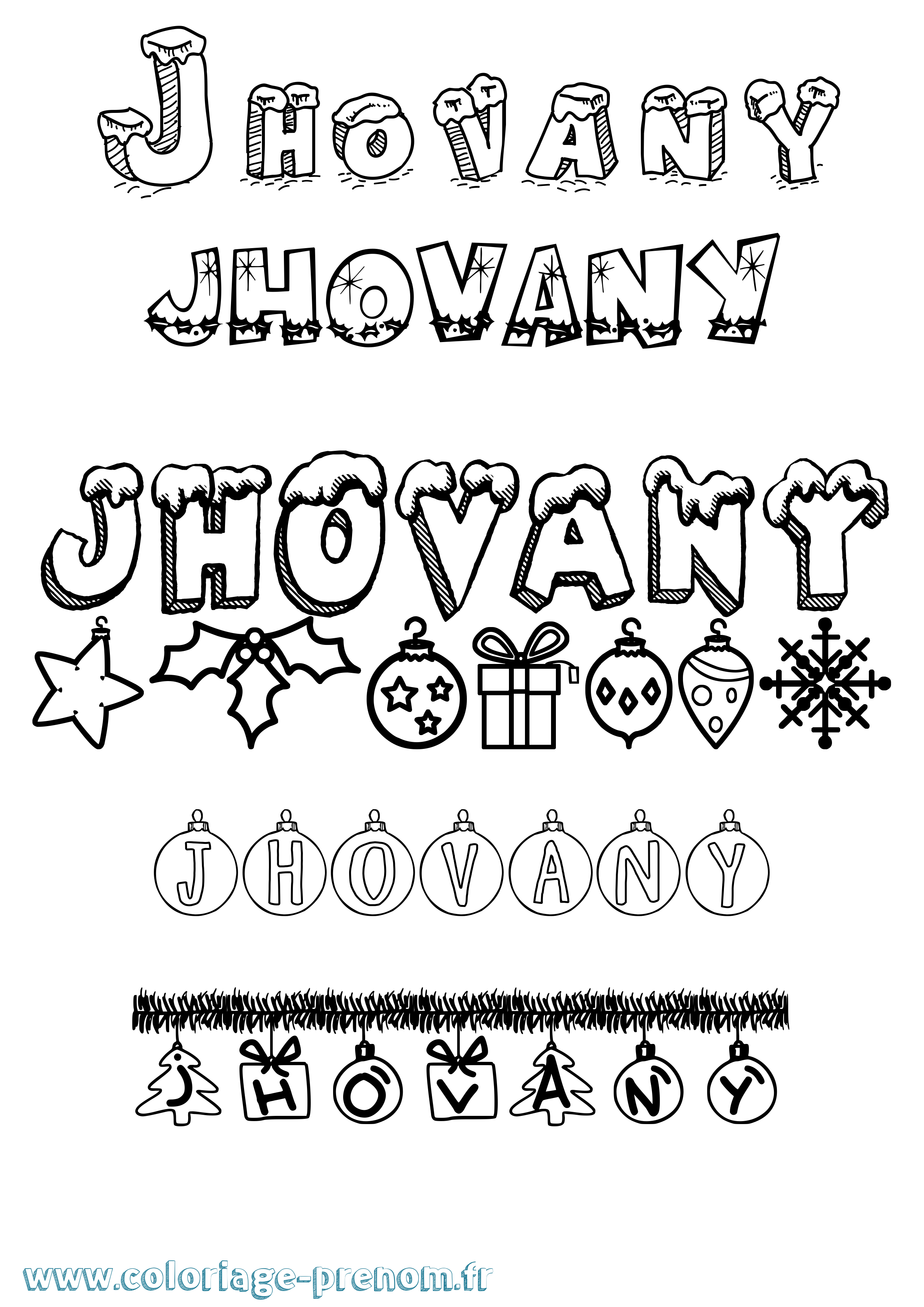 Coloriage Jhovany Noël Coloriage prénom Jhovany Noël