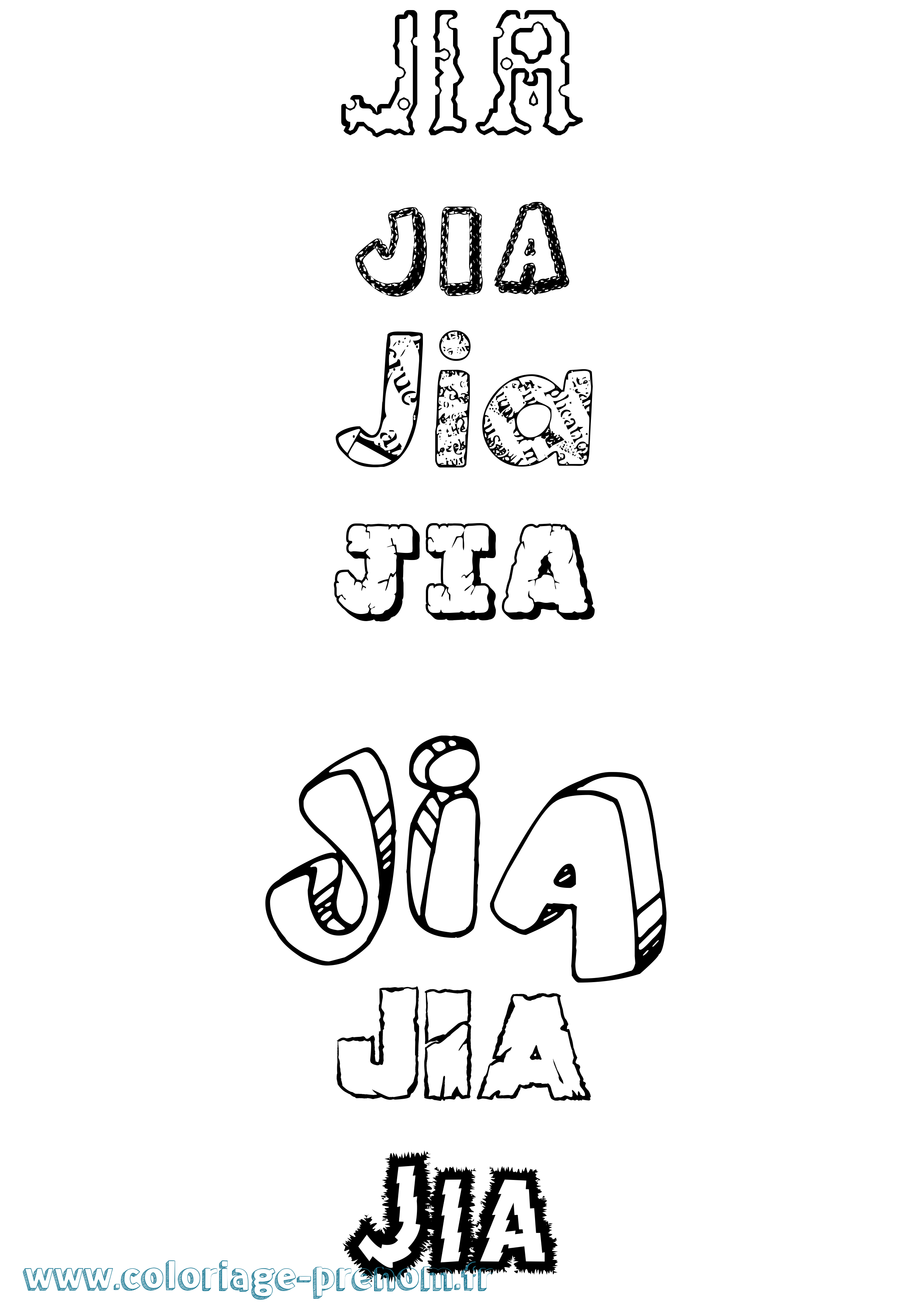 Coloriage Jia Destructuré Coloriage prénom Jia Destructuré