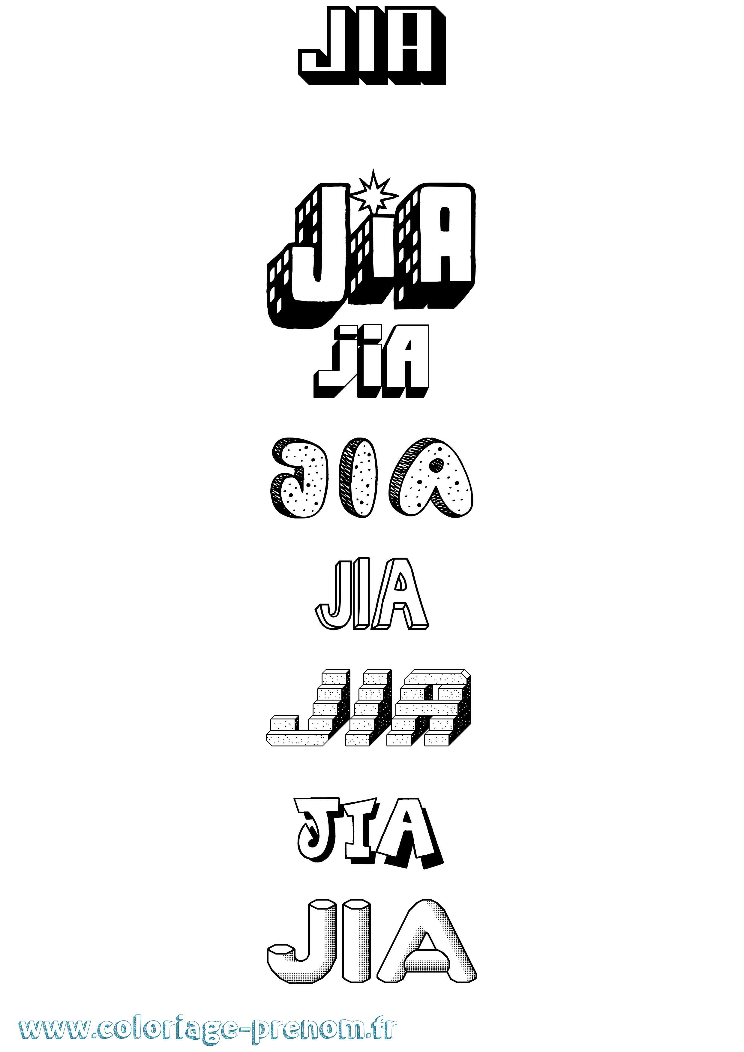 Coloriage Jia Effet 3D Coloriage prénom Jia Effet 3D