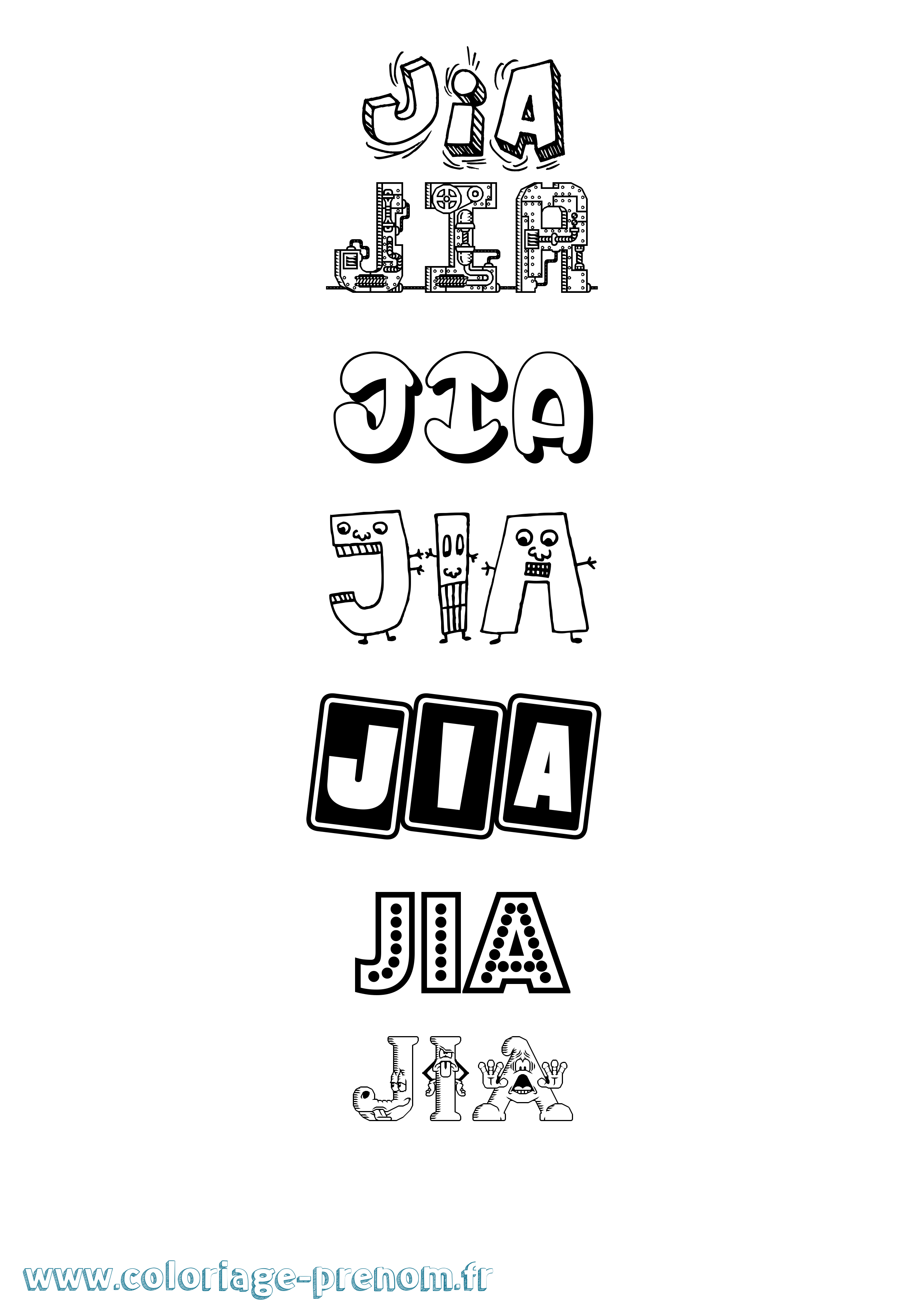Coloriage Jia Fun Coloriage prénom Jia Fun