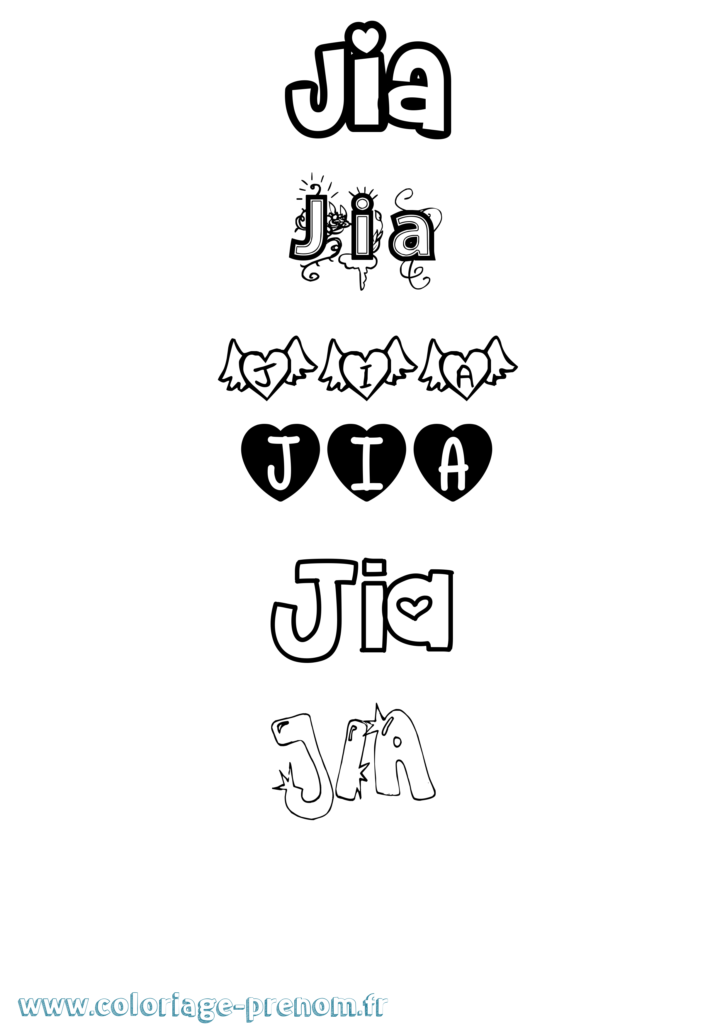 Coloriage Jia Girly Coloriage prénom Jia Girly