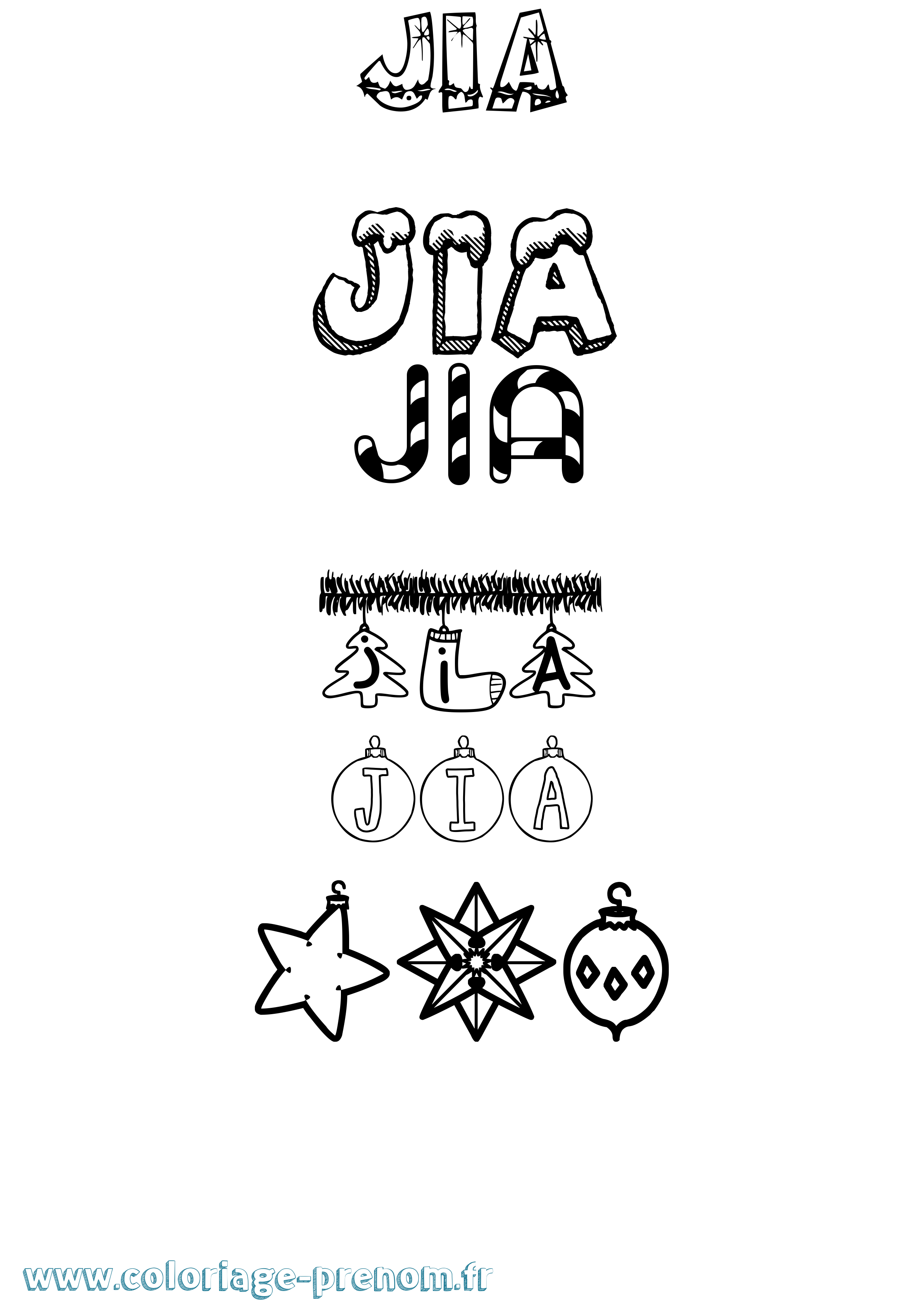 Coloriage Jia Noël Coloriage prénom Jia Noël