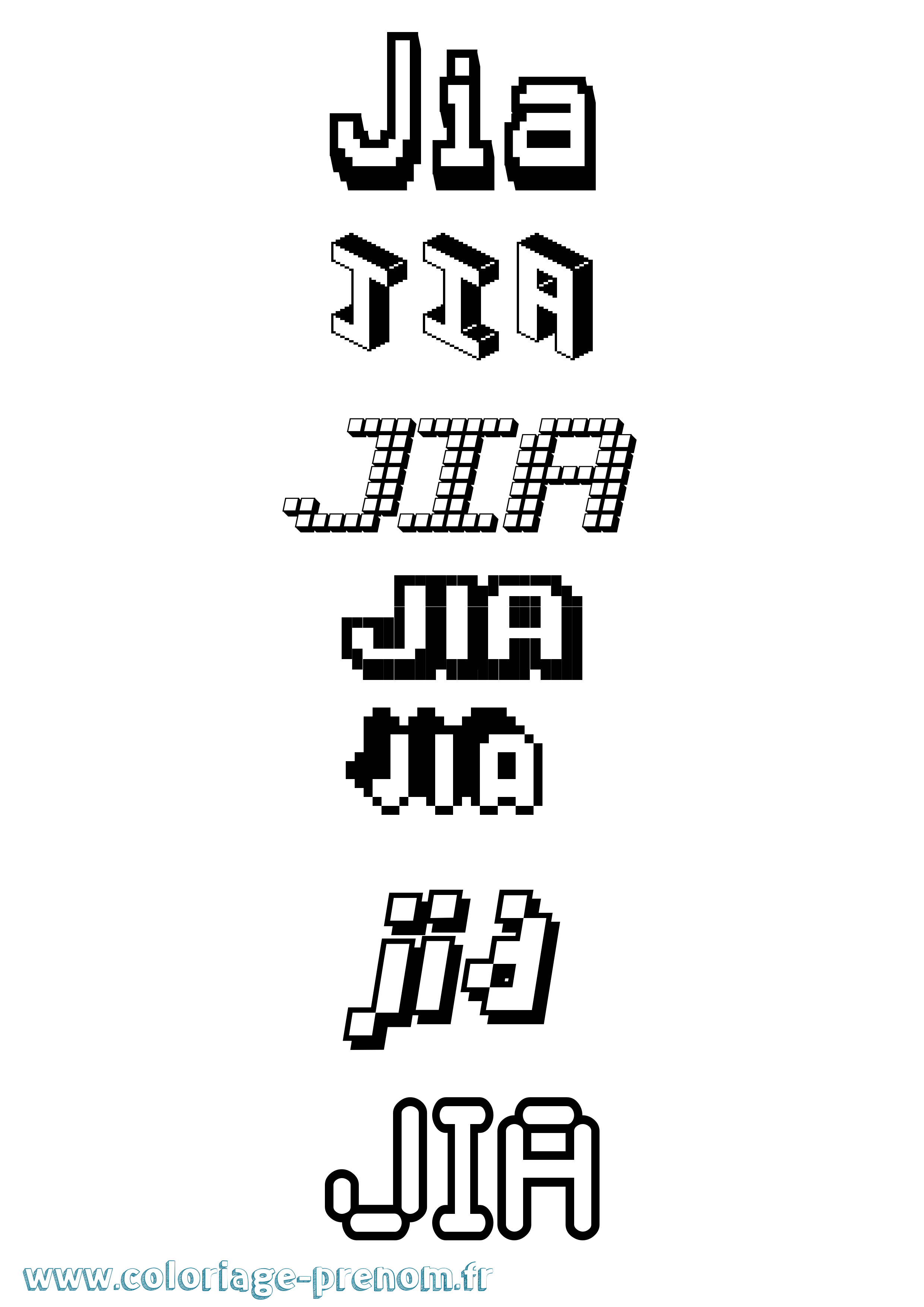 Coloriage Jia Pixel Coloriage prénom Jia Pixel