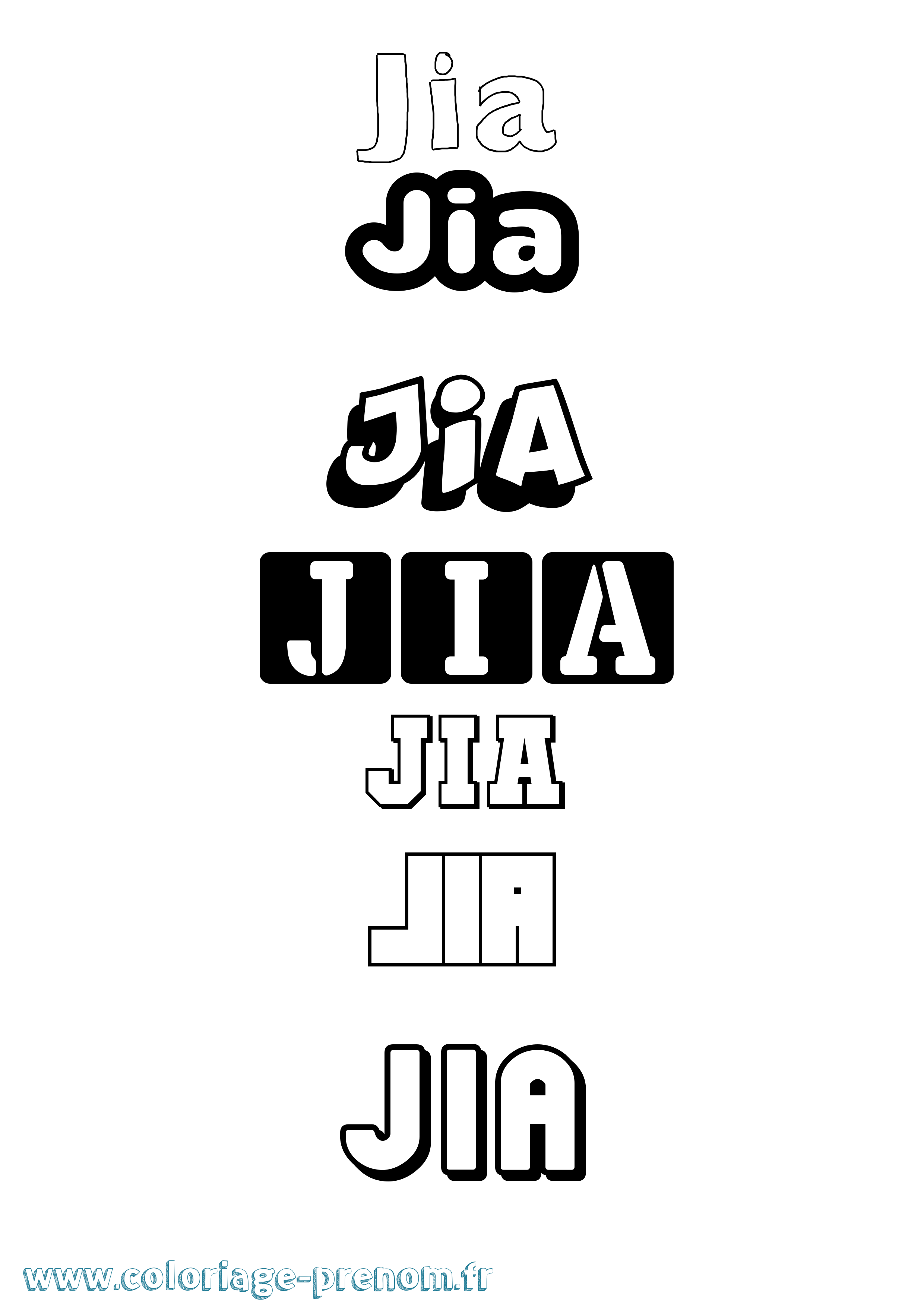 Coloriage Jia Simple Coloriage prénom Jia Simple