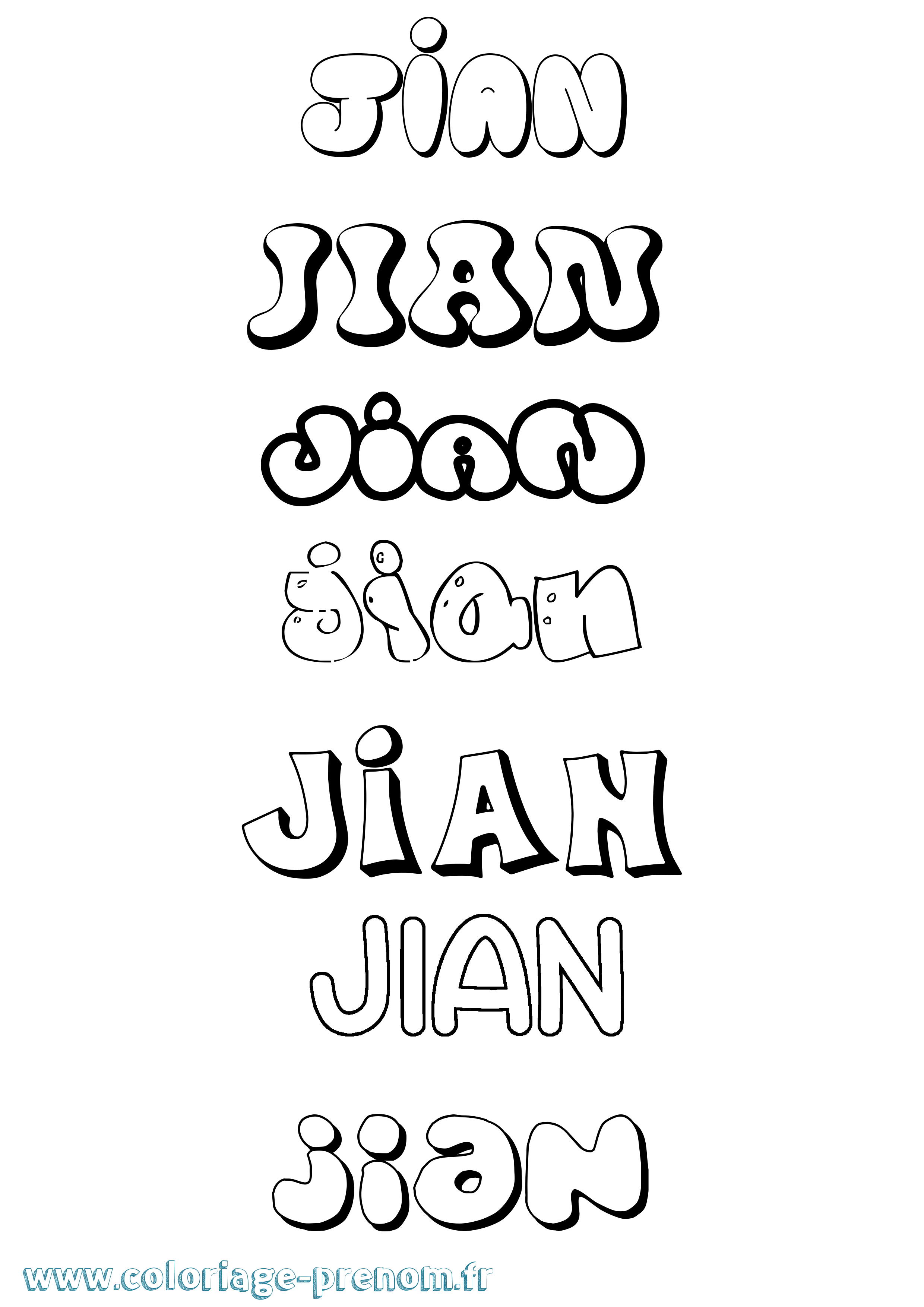 Coloriage Jian Bubble Coloriage prénom Jian Bubble