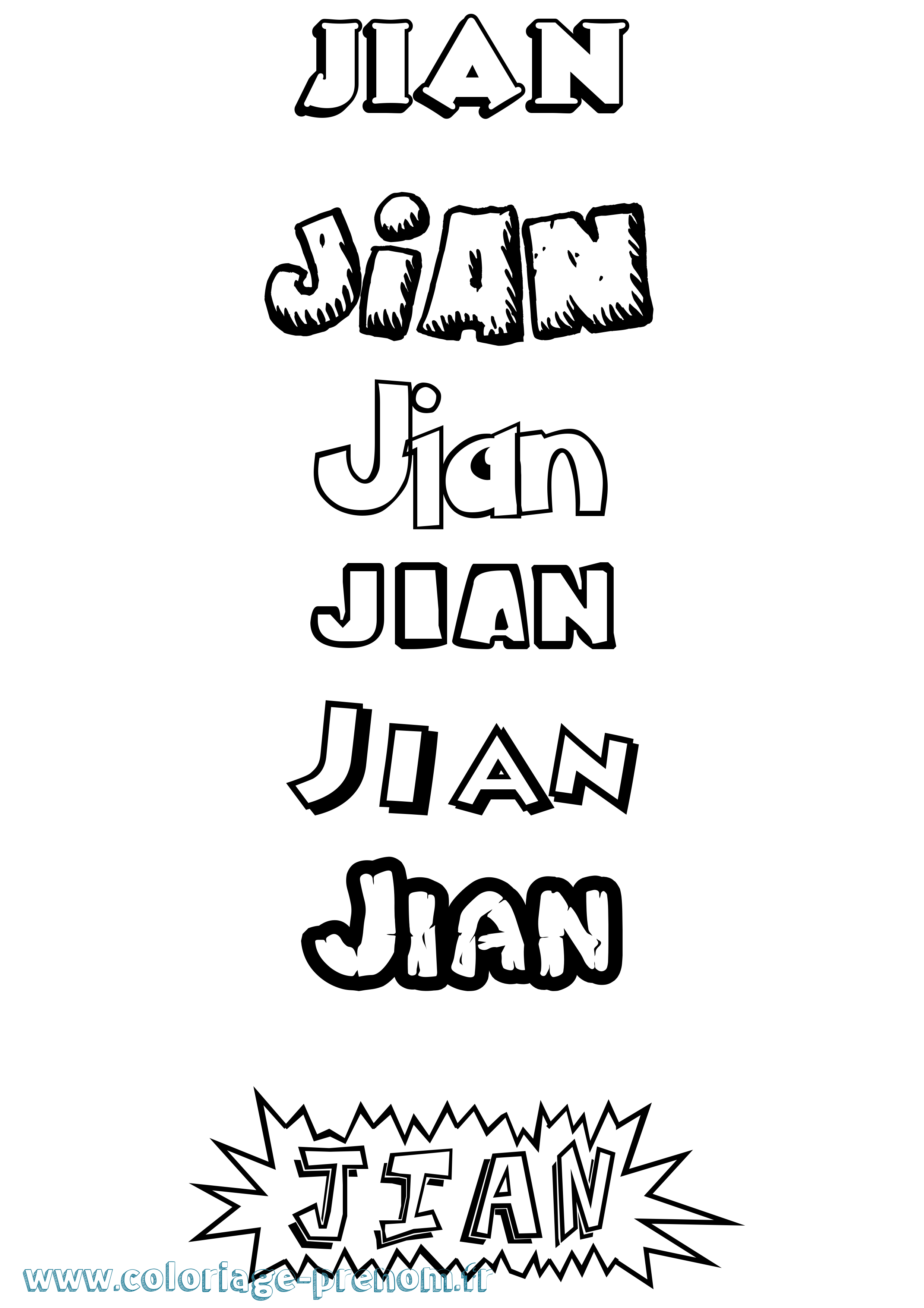 Coloriage Jian Dessin Animé Coloriage prénom Jian Dessin Animé