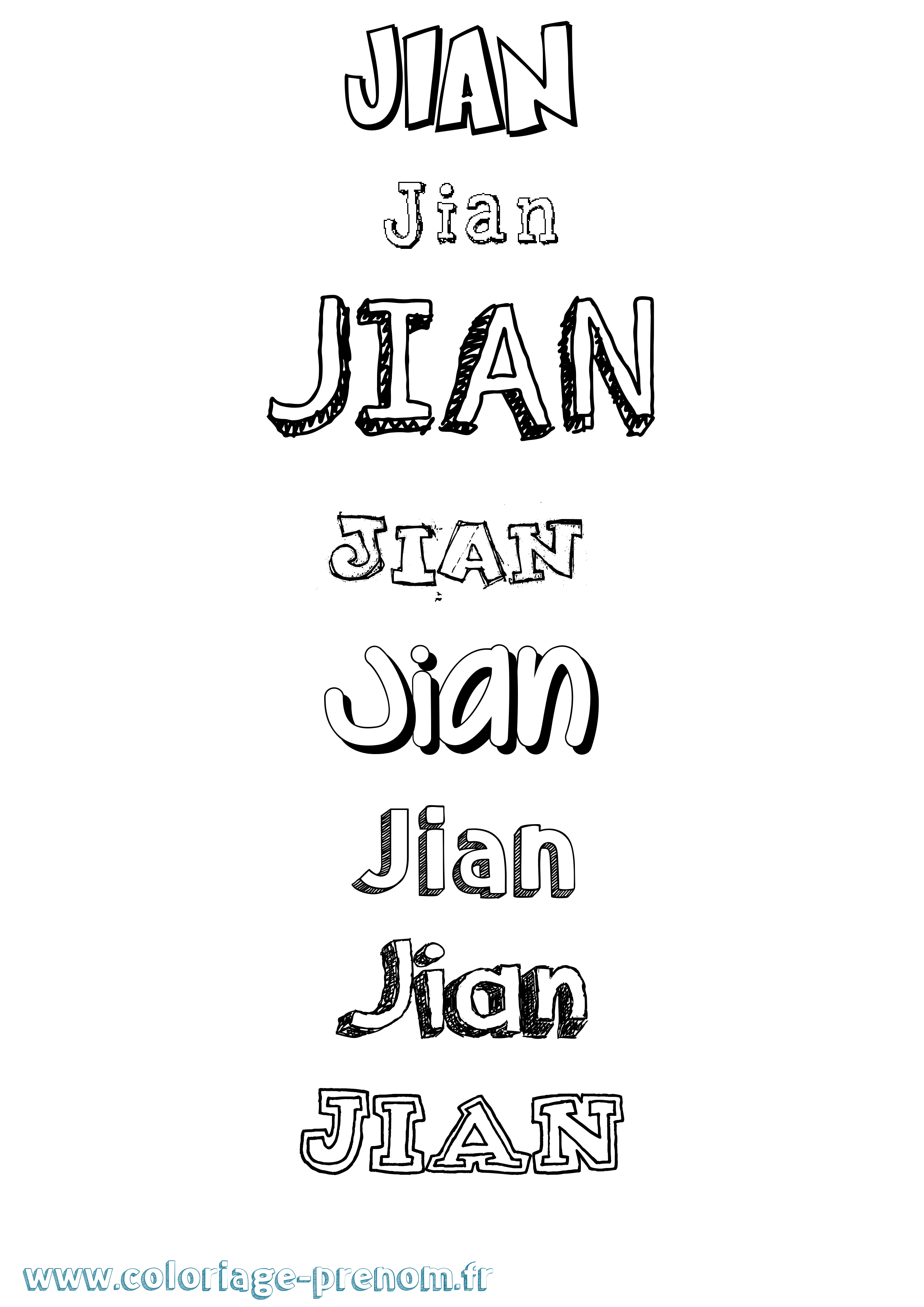 Coloriage Jian Dessiné Coloriage prénom Jian Dessiné