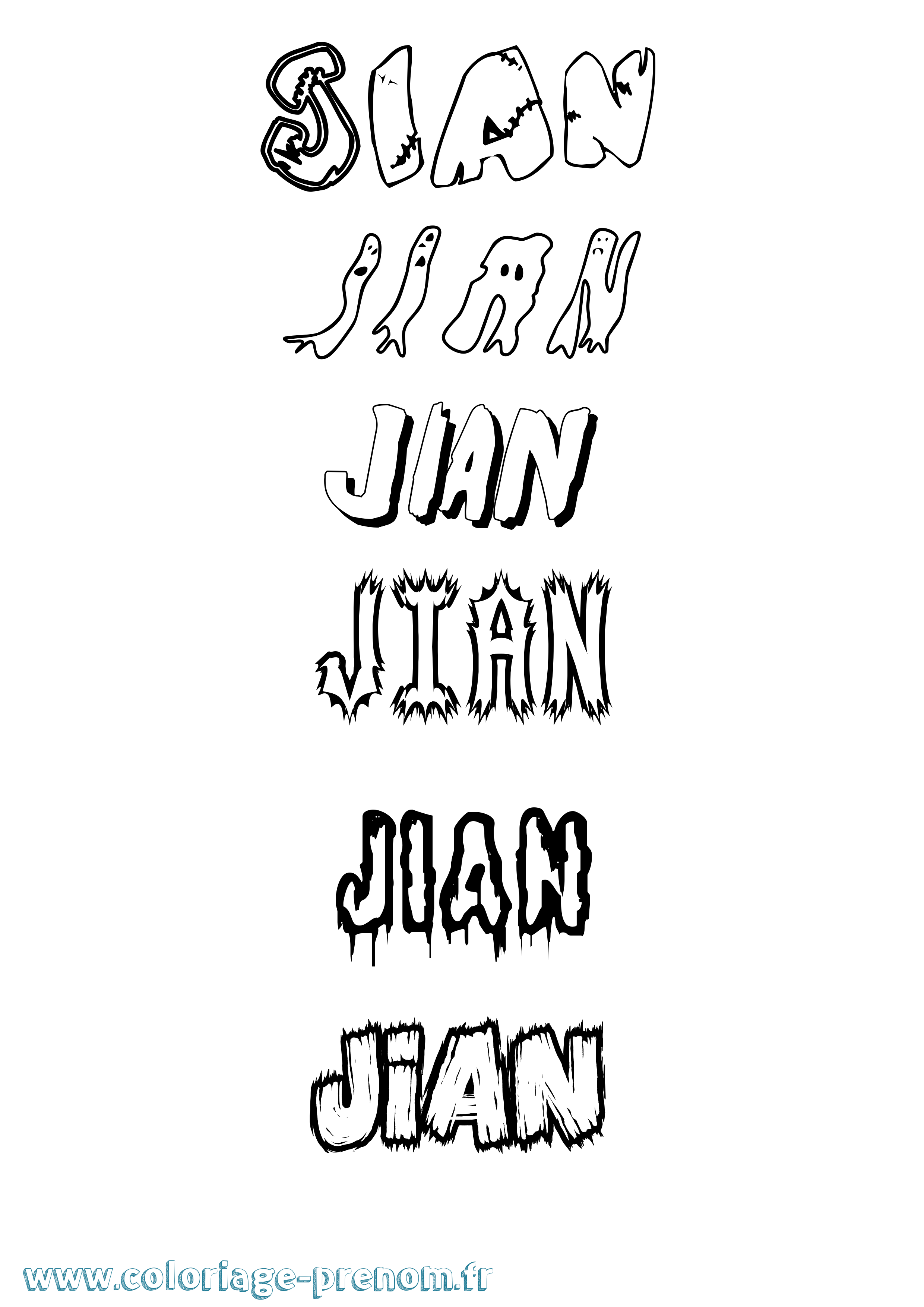 Coloriage Jian Frisson Coloriage prénom Jian Frisson