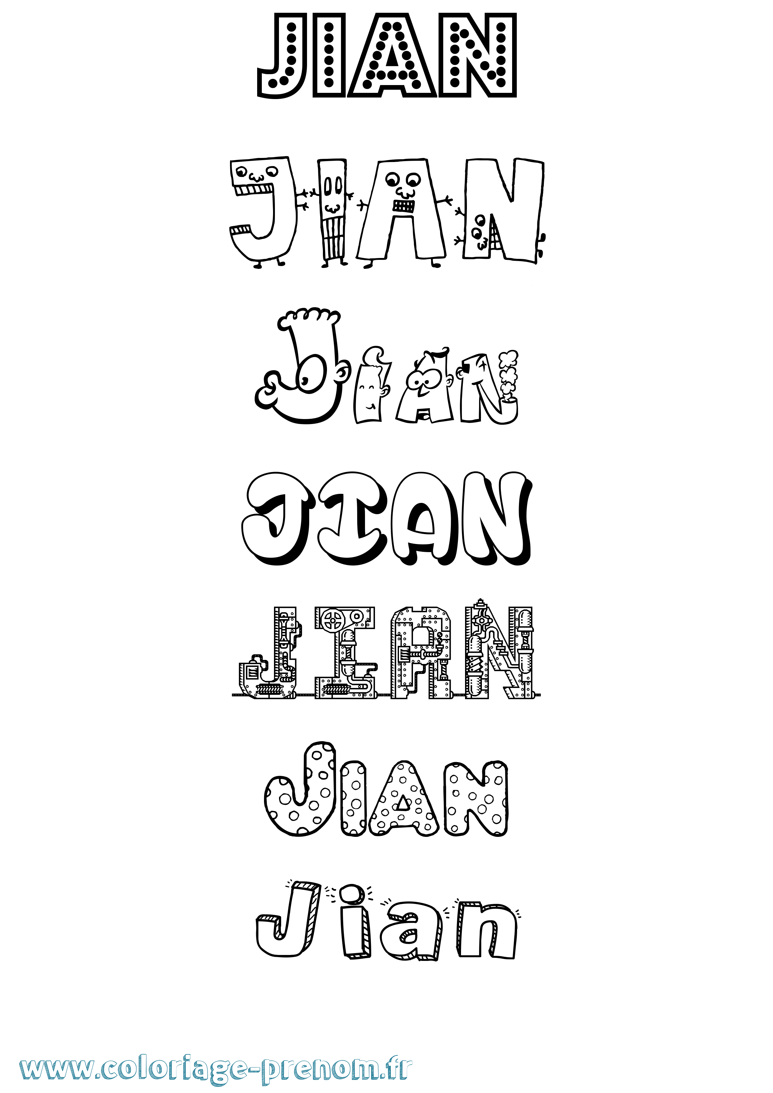 Coloriage Jian Fun Coloriage prénom Jian Fun