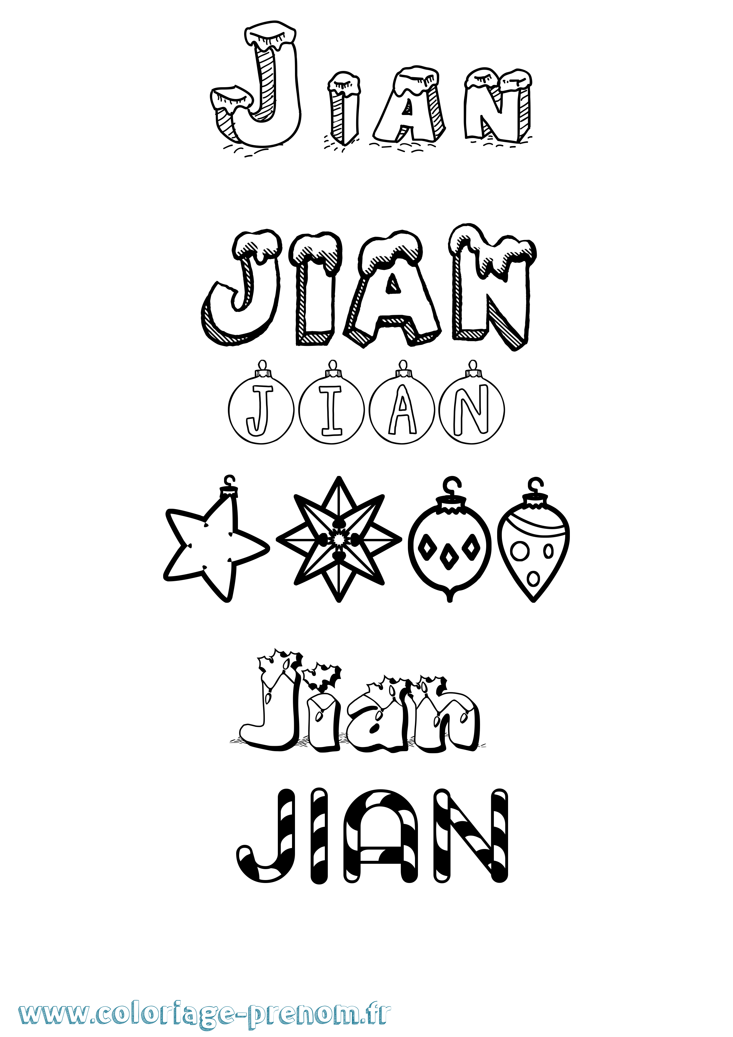 Coloriage Jian Noël Coloriage prénom Jian Noël