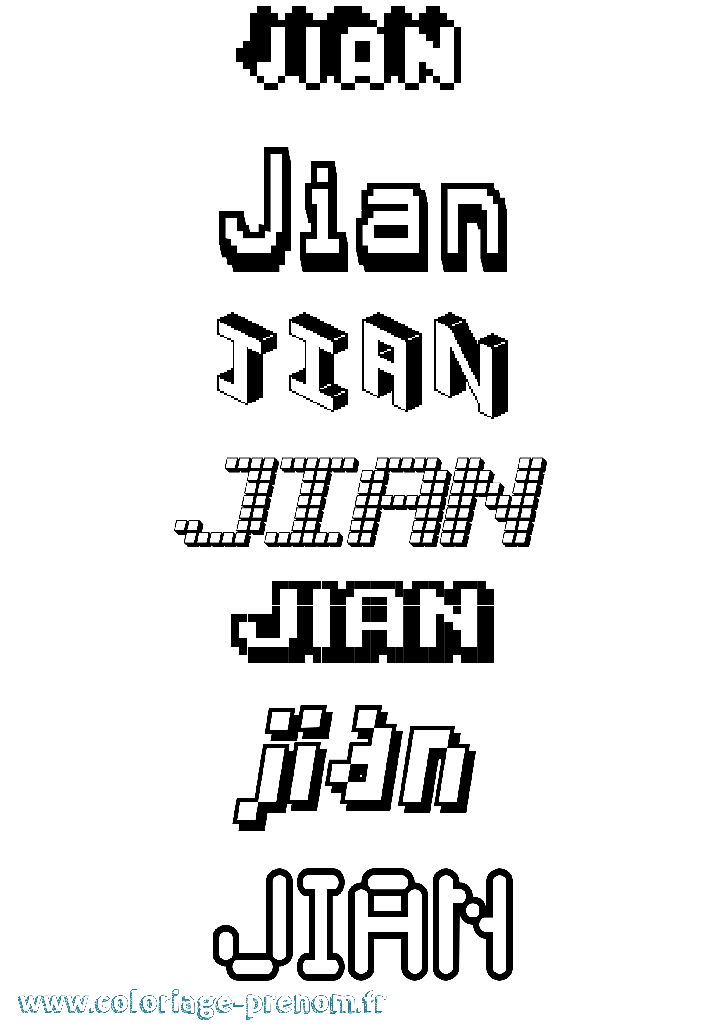 Coloriage Jian Pixel Coloriage prénom Jian Pixel