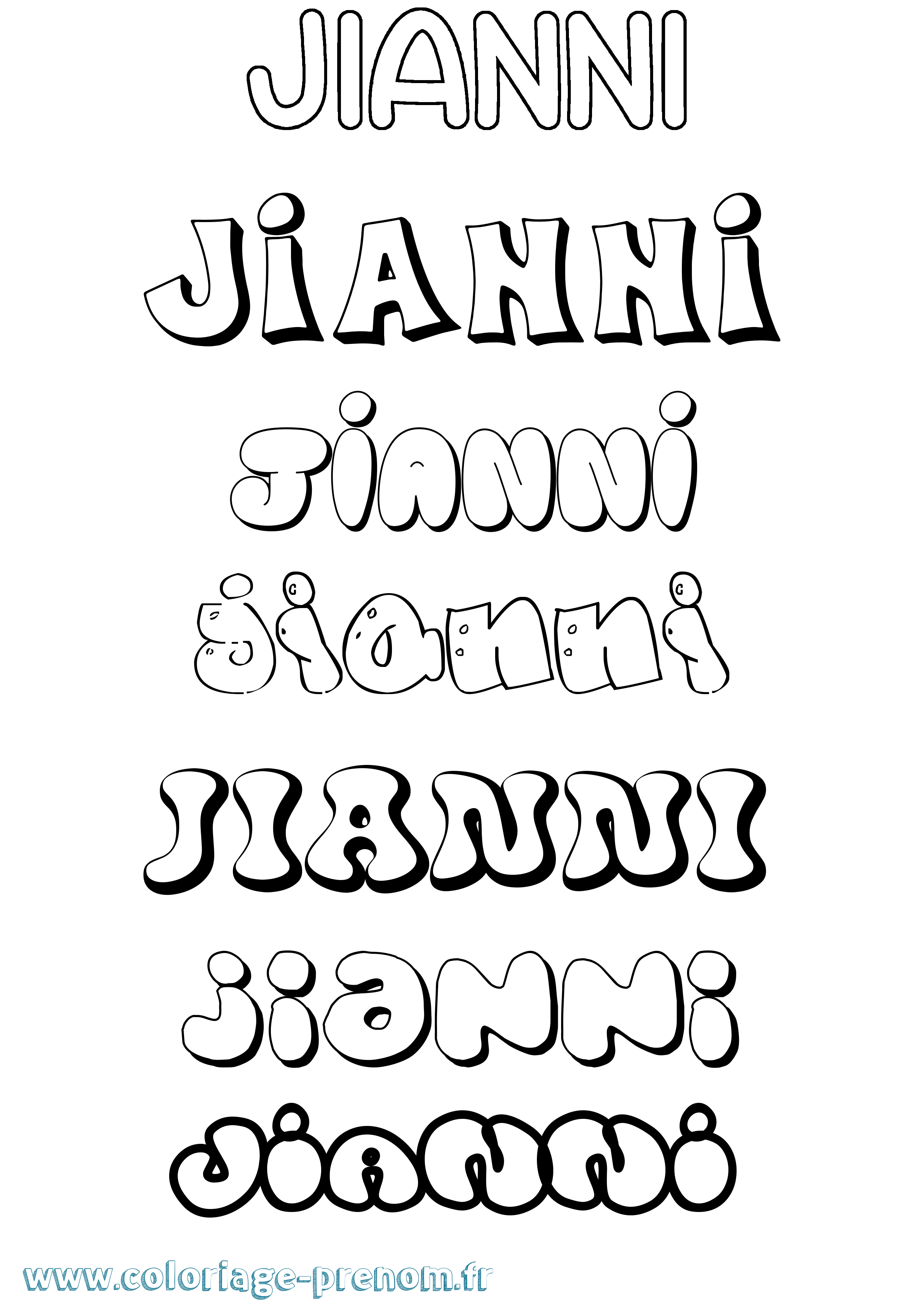 Coloriage Jianni Bubble Coloriage prénom Jianni Bubble