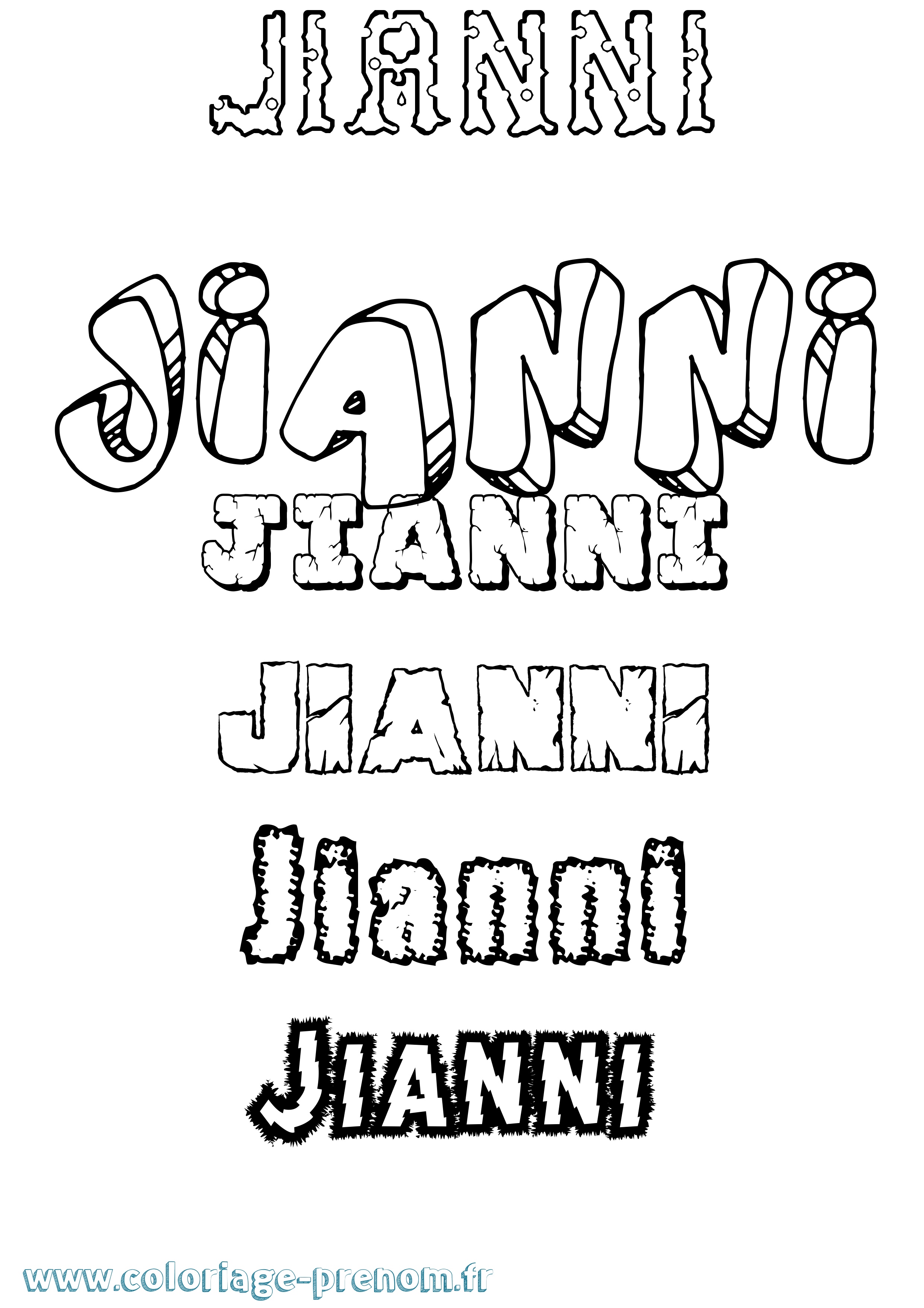 Coloriage Jianni Destructuré Coloriage prénom Jianni Destructuré