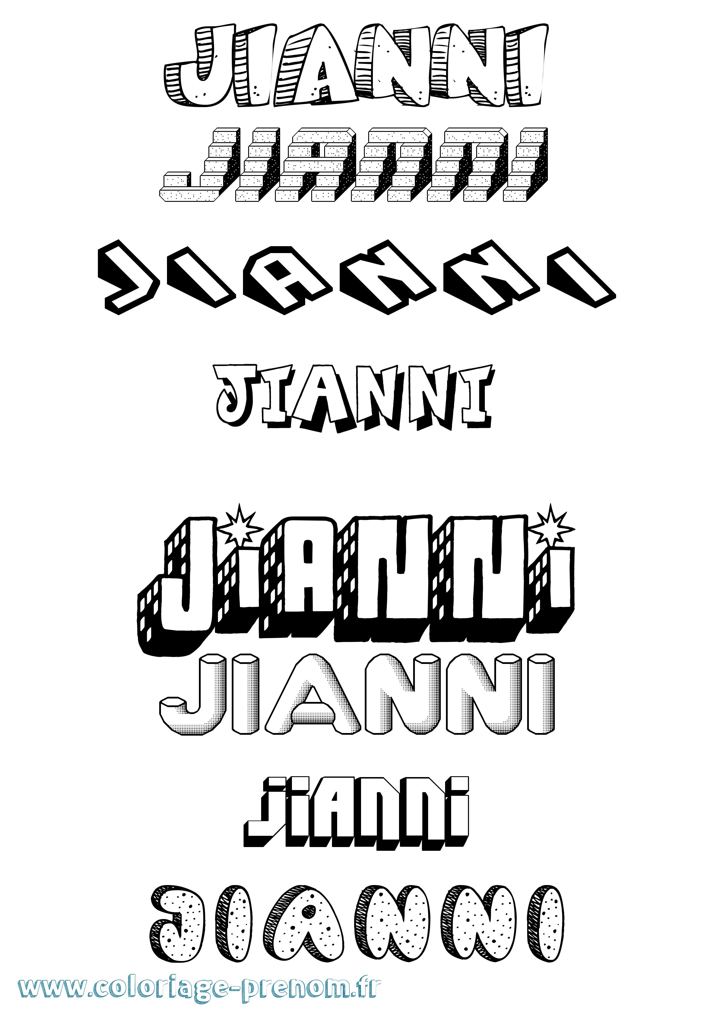 Coloriage Jianni Effet 3D Coloriage prénom Jianni Effet 3D