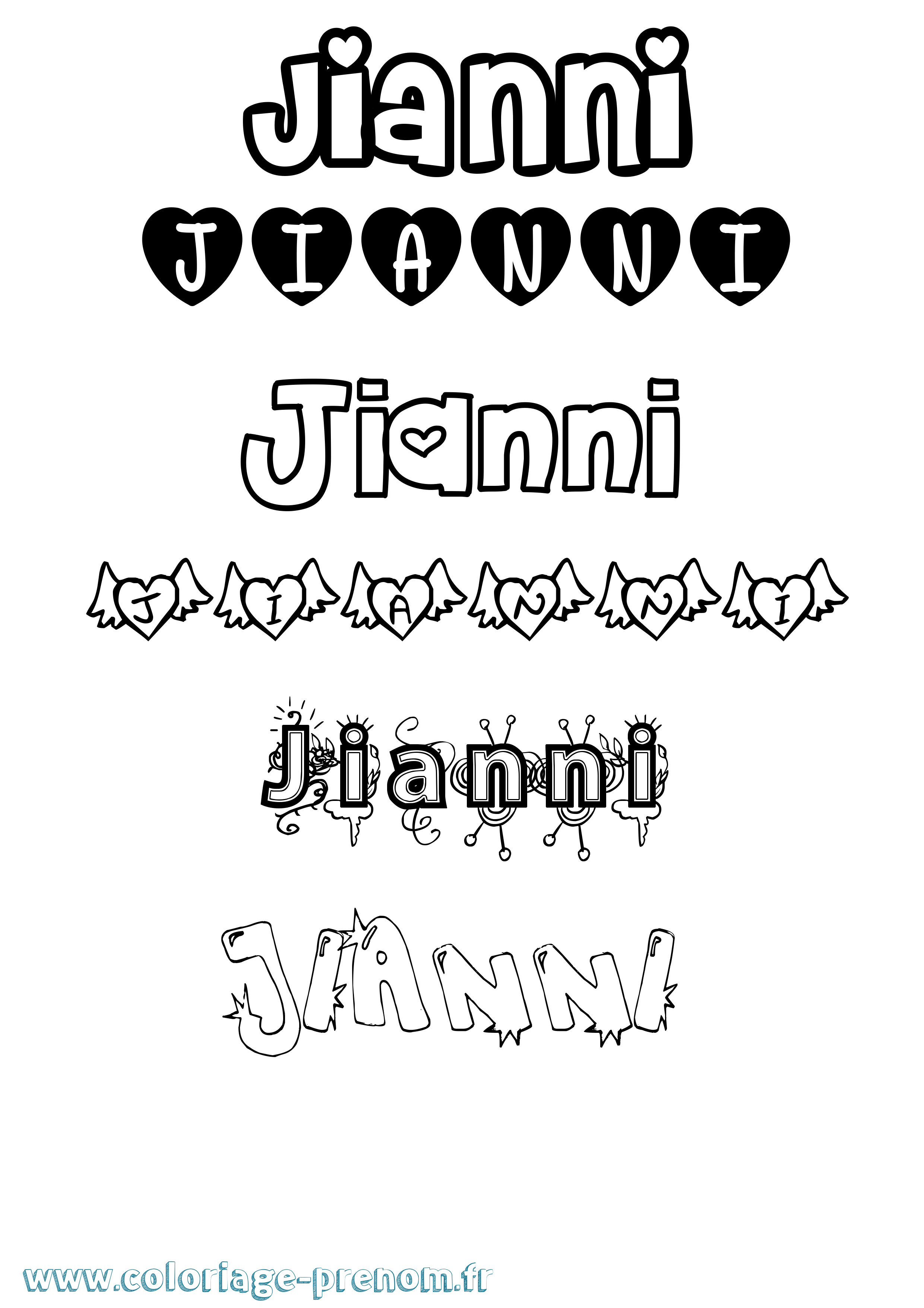 Coloriage Jianni Girly Coloriage prénom Jianni Girly