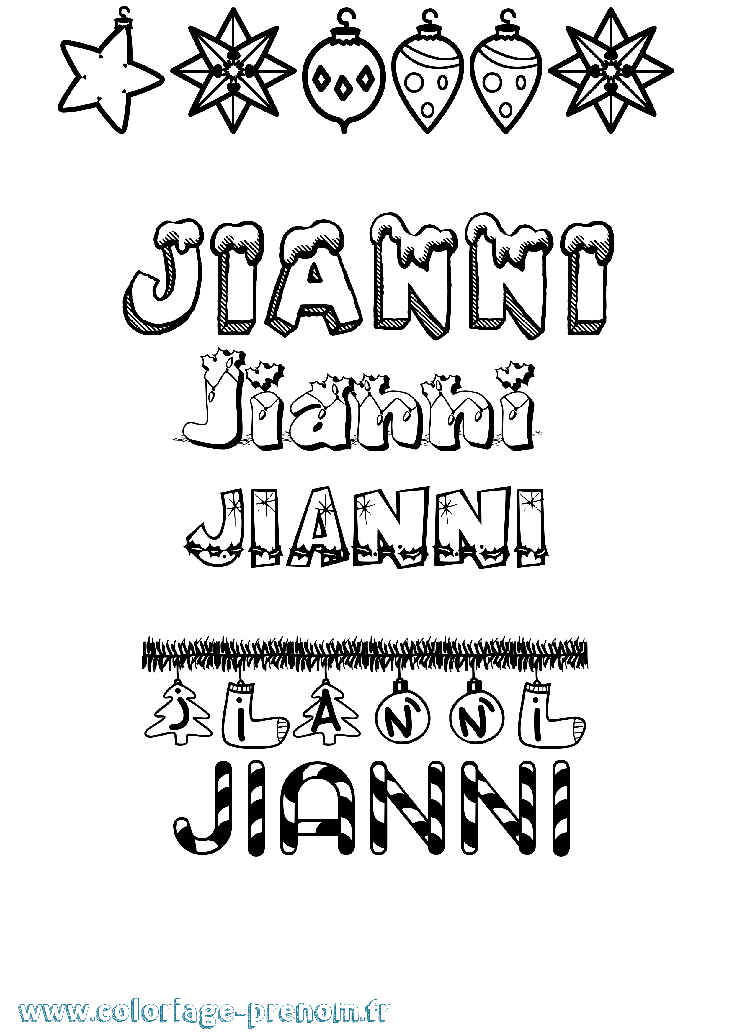 Coloriage Jianni Noël Coloriage prénom Jianni Noël