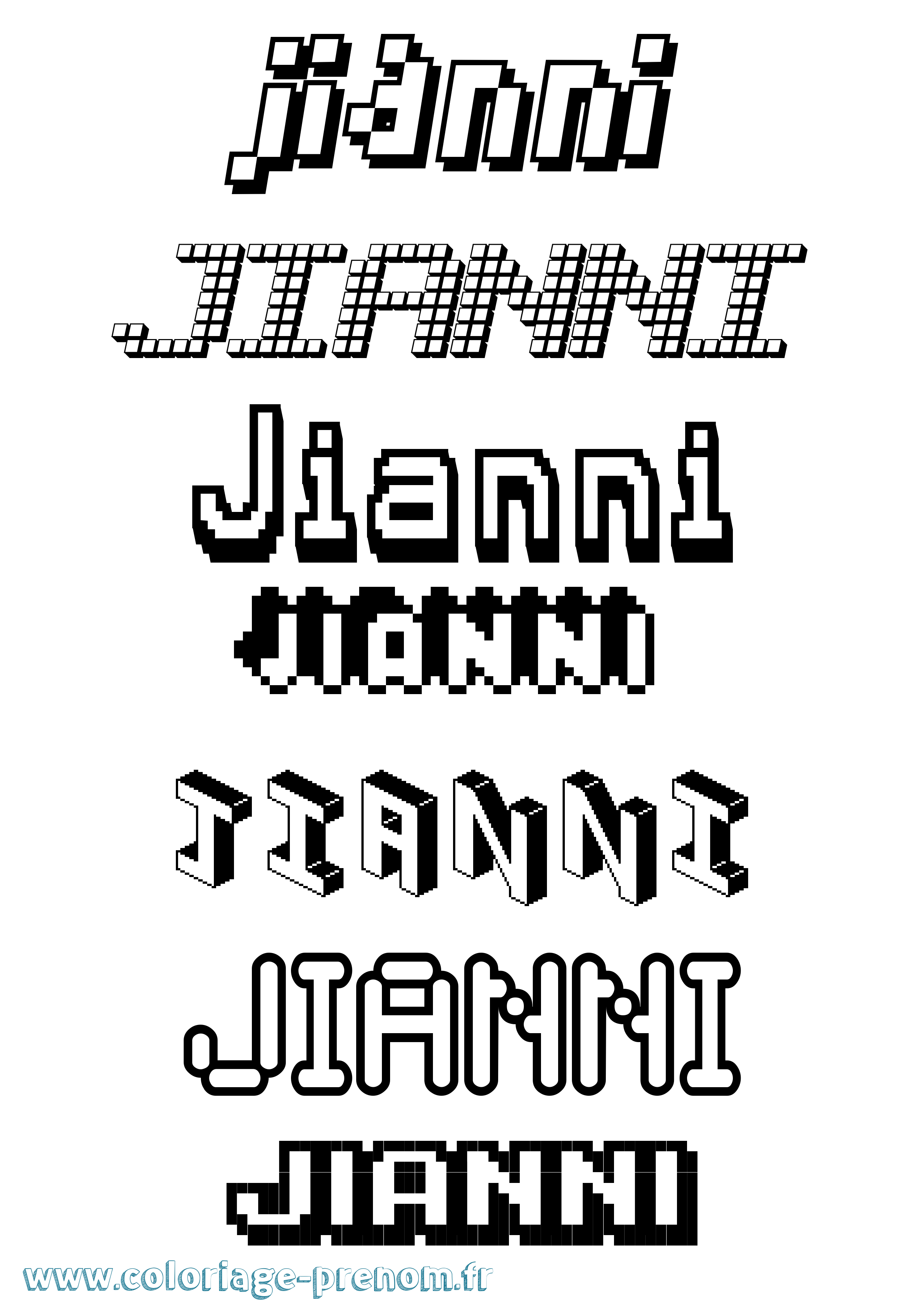 Coloriage Jianni Pixel Coloriage prénom Jianni Pixel