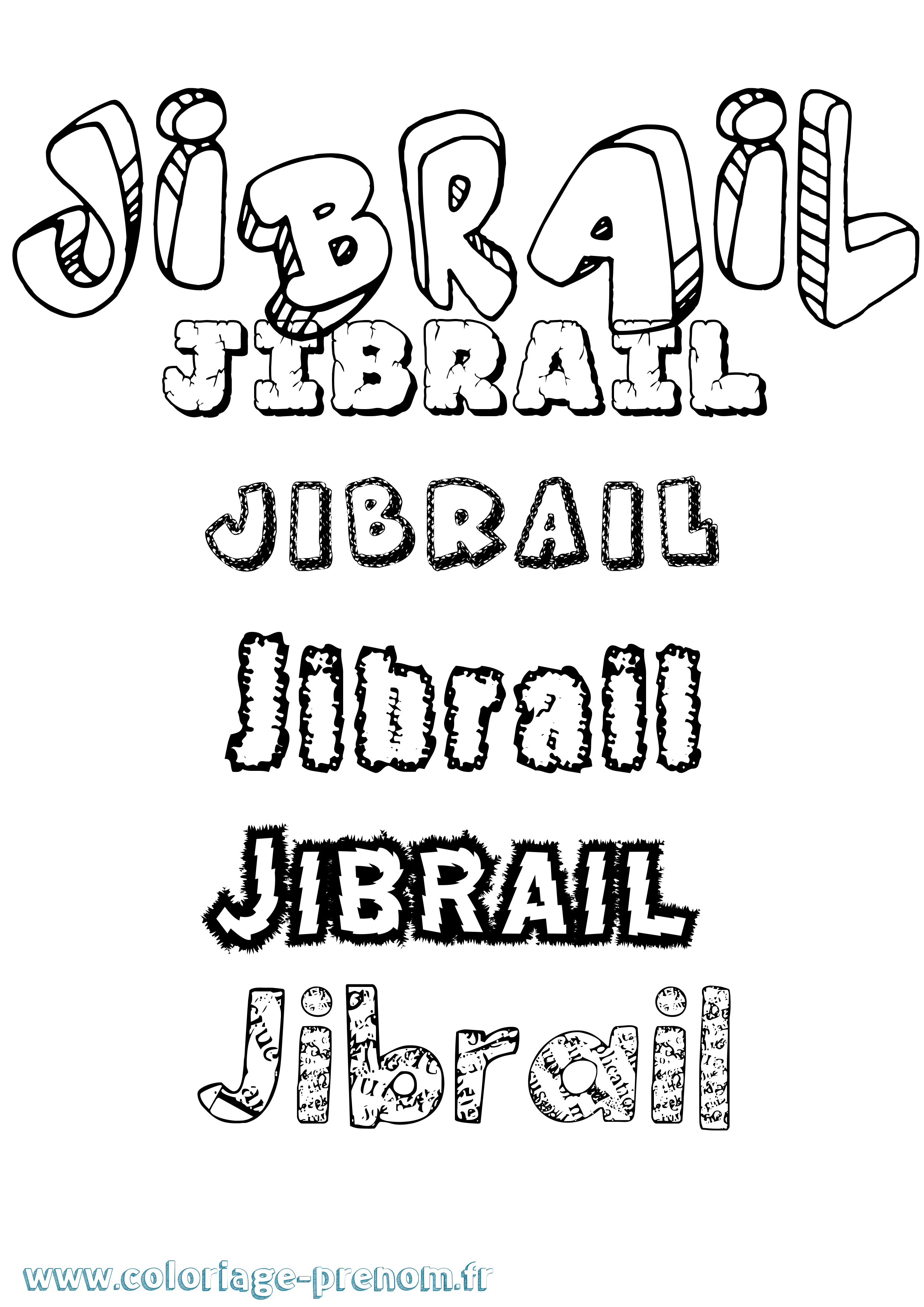 Coloriage Jibrail Destructuré Coloriage prénom Jibrail Destructuré