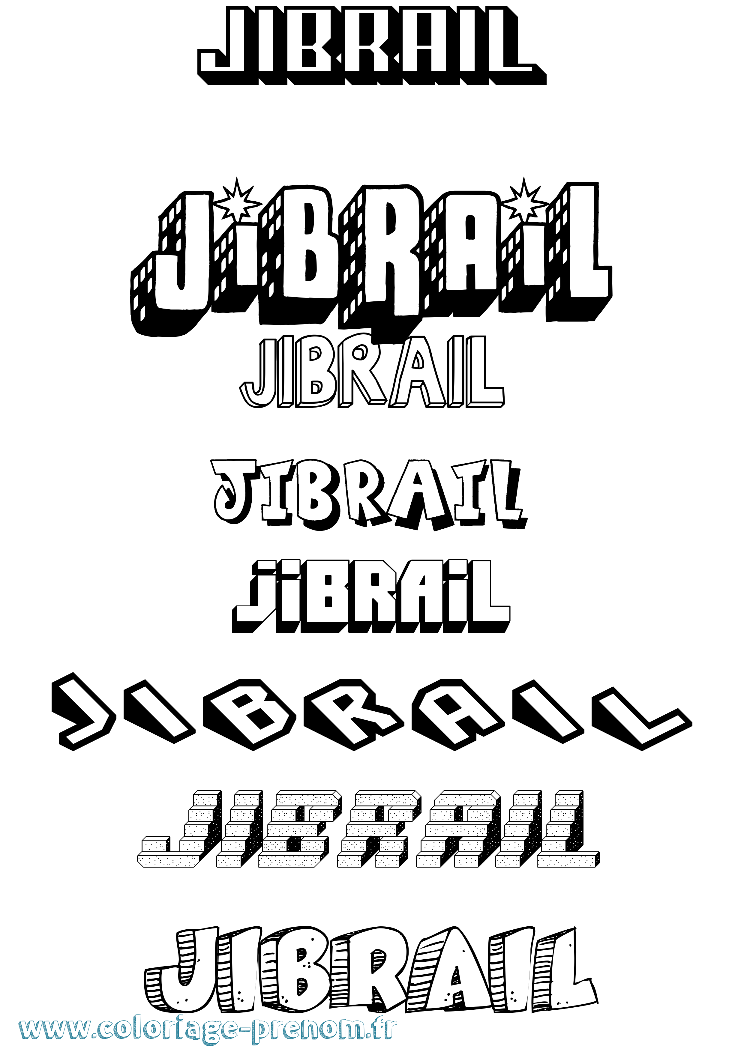 Coloriage Jibrail Effet 3D Coloriage prénom Jibrail Effet 3D
