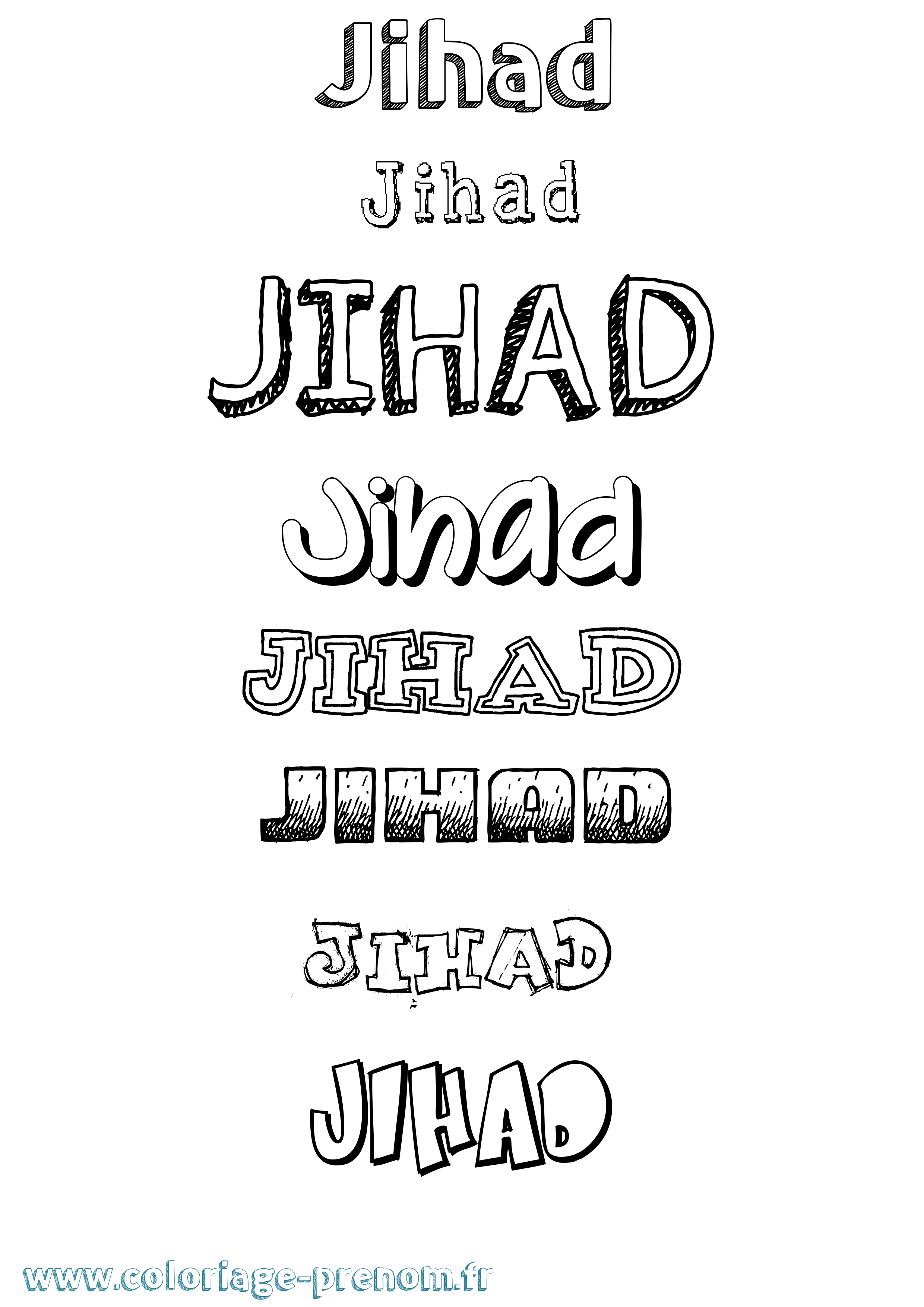 Coloriage Jihad Dessiné Coloriage prénom Jihad Dessiné