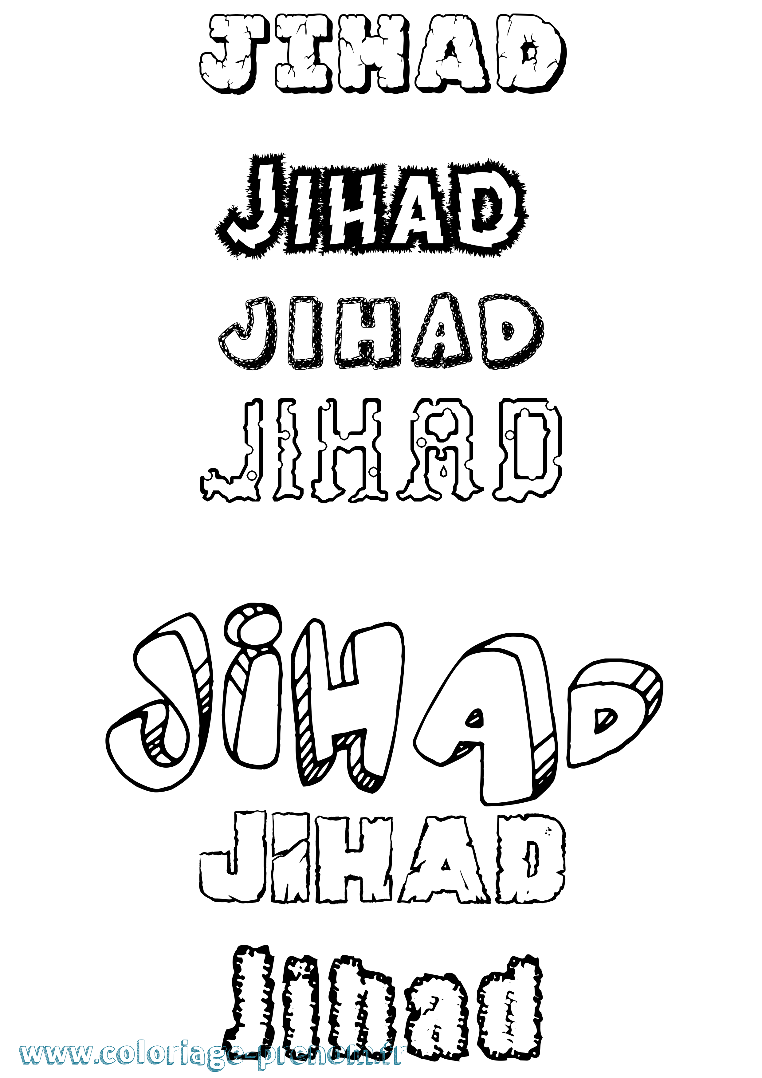 Coloriage Jihad Destructuré Coloriage prénom Jihad Destructuré