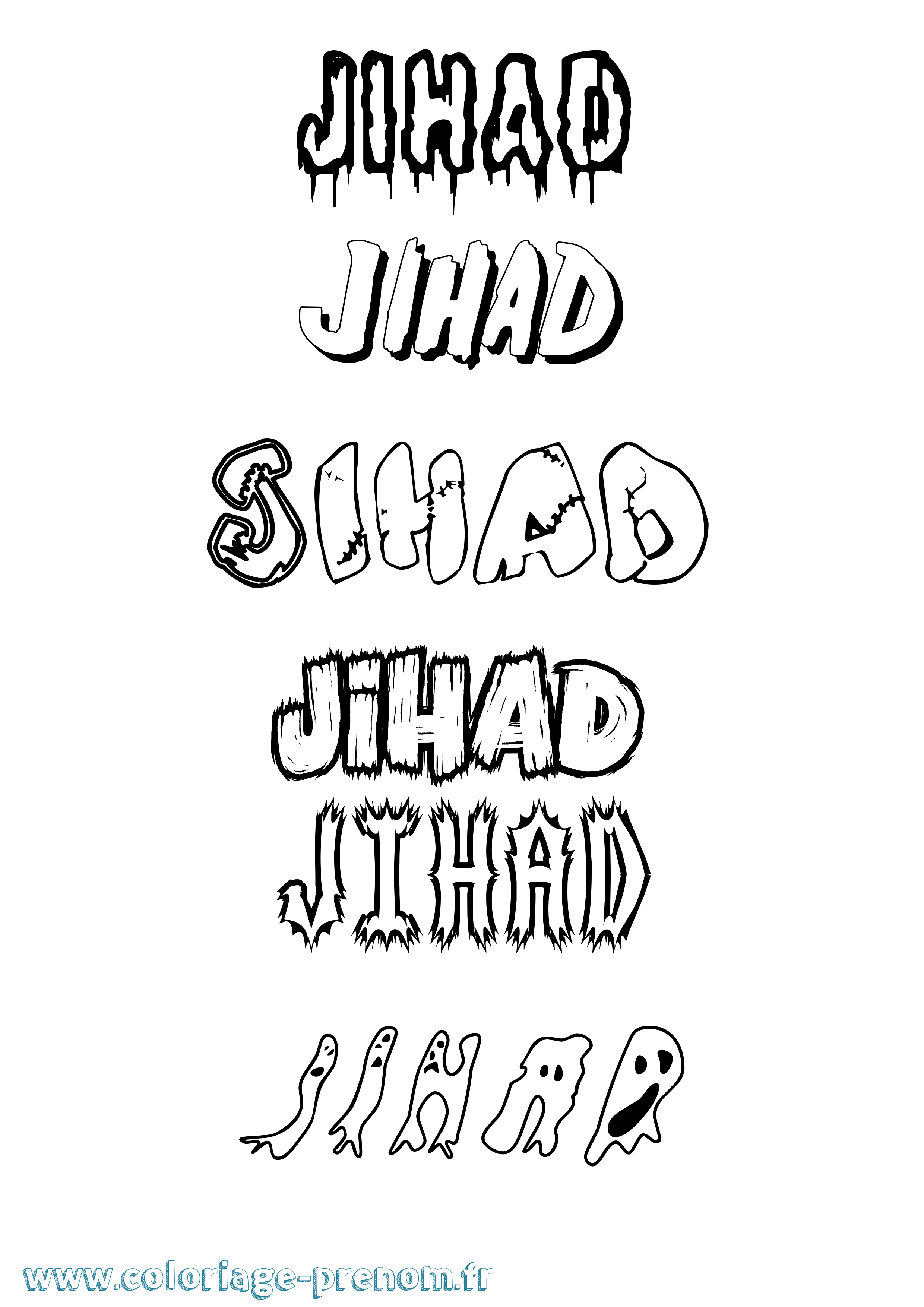 Coloriage Jihad Frisson Coloriage prénom Jihad Frisson