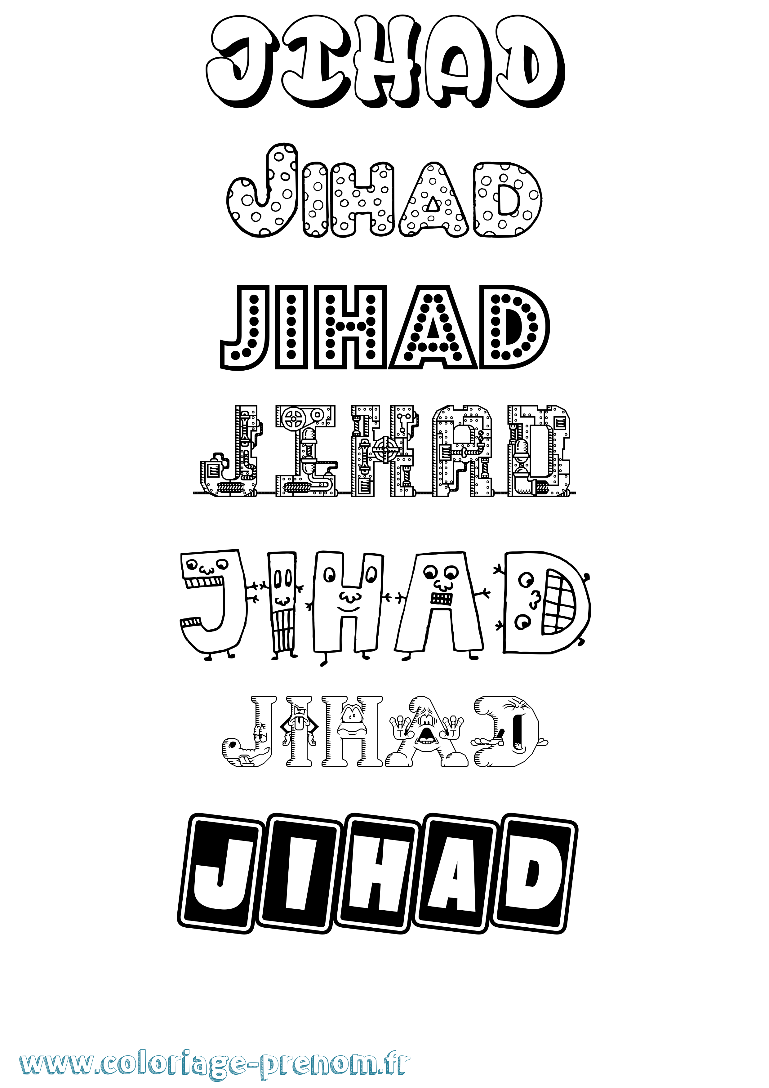 Coloriage Jihad Fun Coloriage prénom Jihad Fun