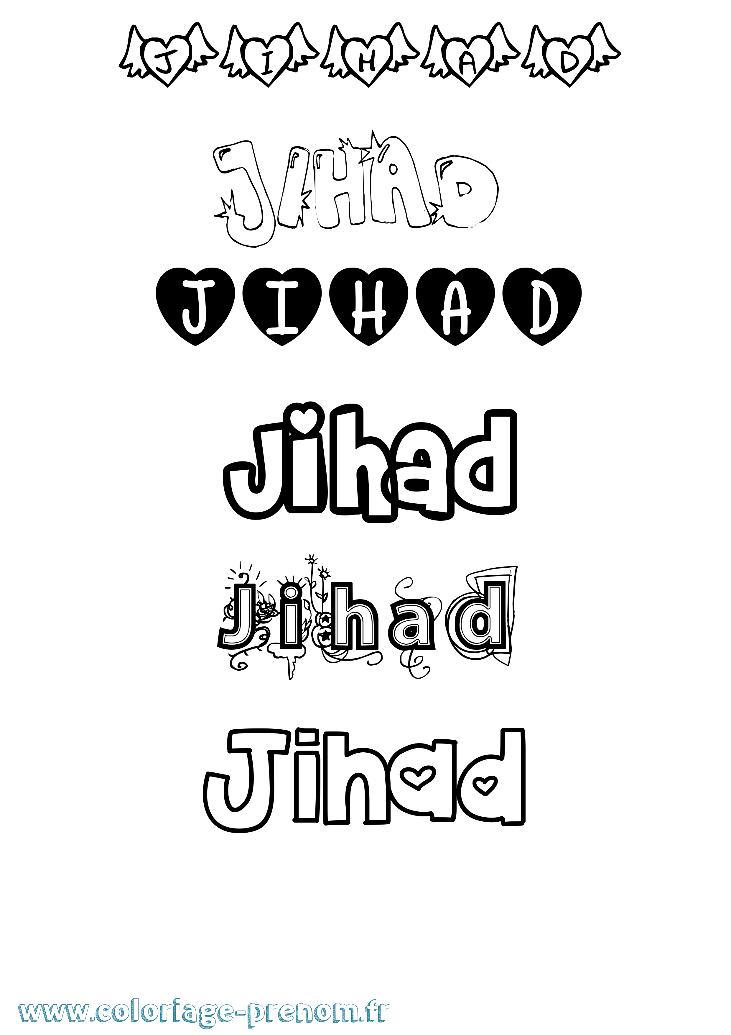 Coloriage Jihad Girly Coloriage prénom Jihad Girly