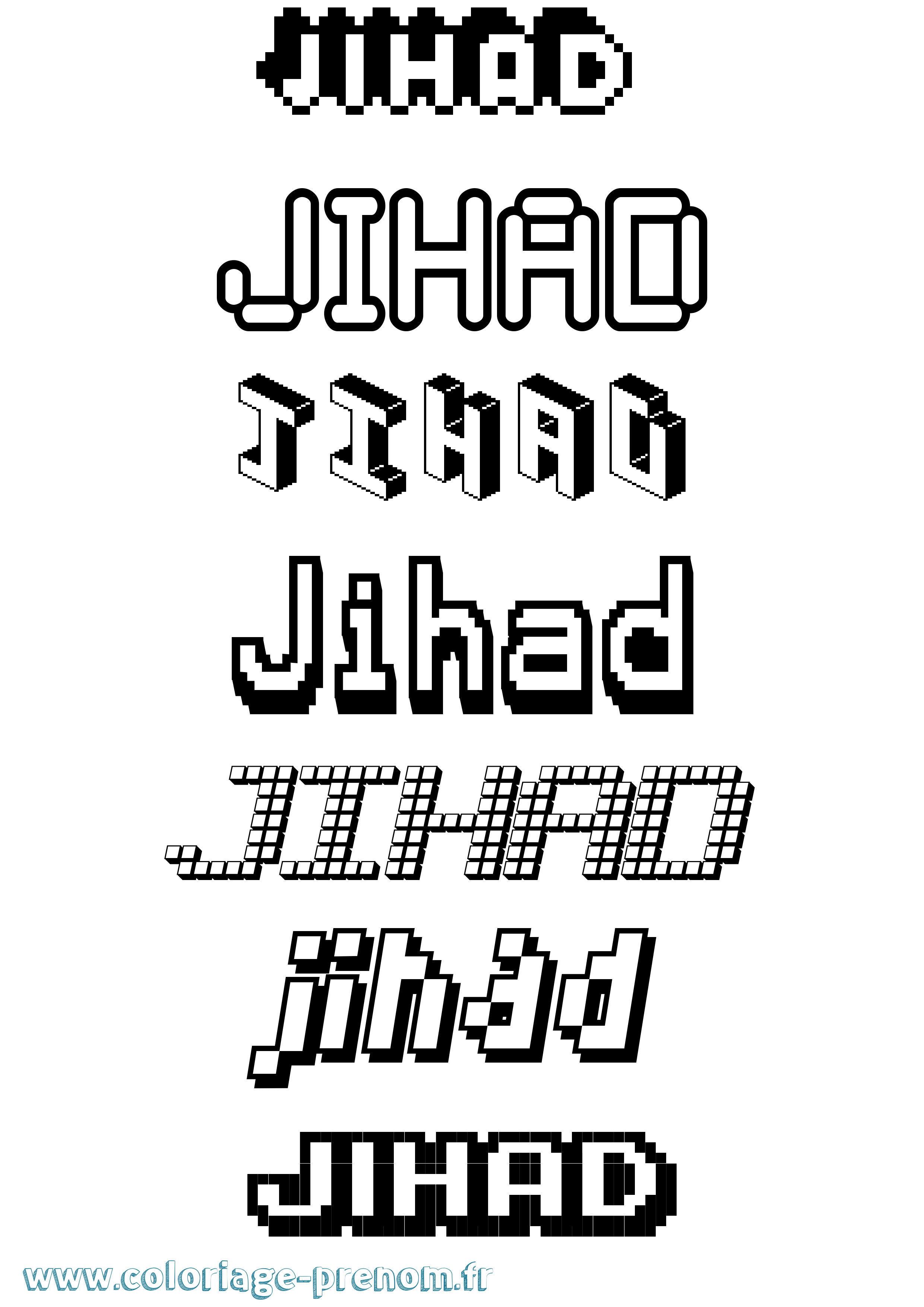 Coloriage Jihad Pixel Coloriage prénom Jihad Pixel