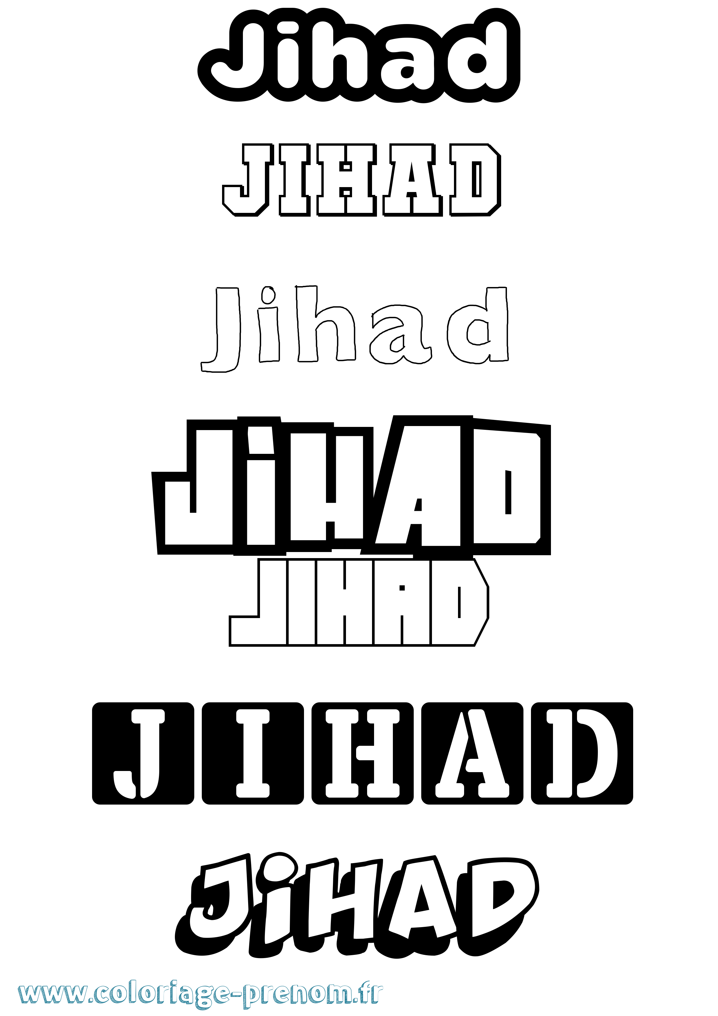 Coloriage Jihad Simple Coloriage prénom Jihad Simple