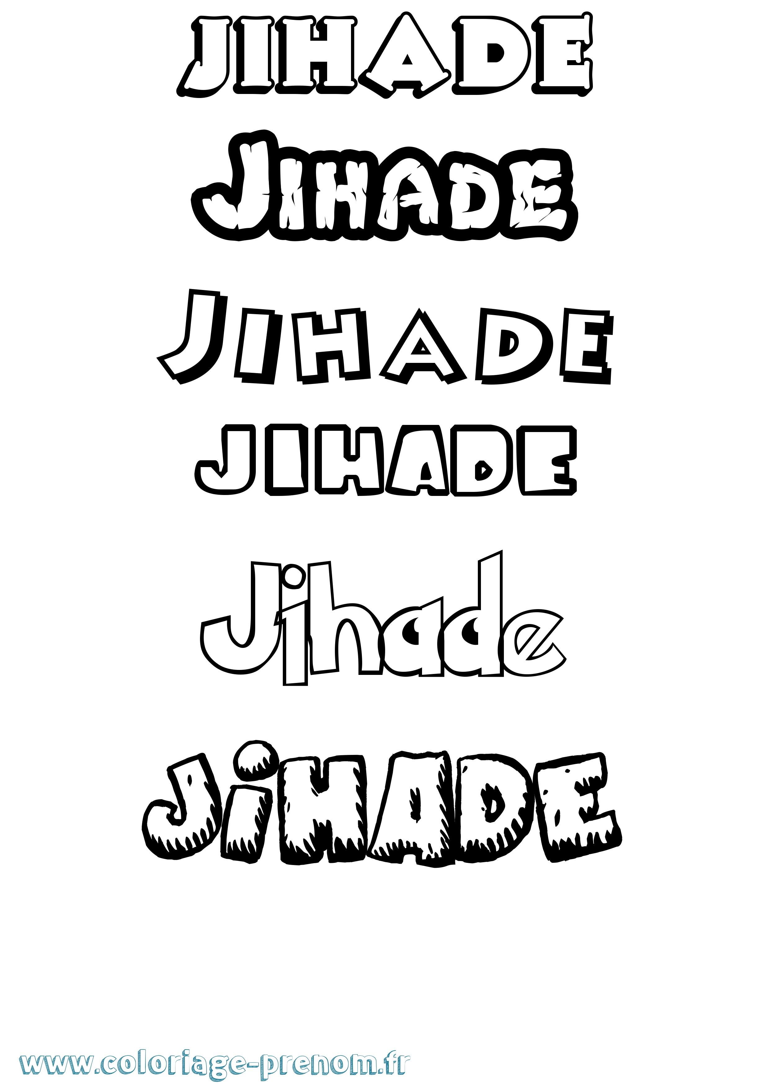Coloriage Jihade Dessin Animé Coloriage prénom Jihade Dessin Animé