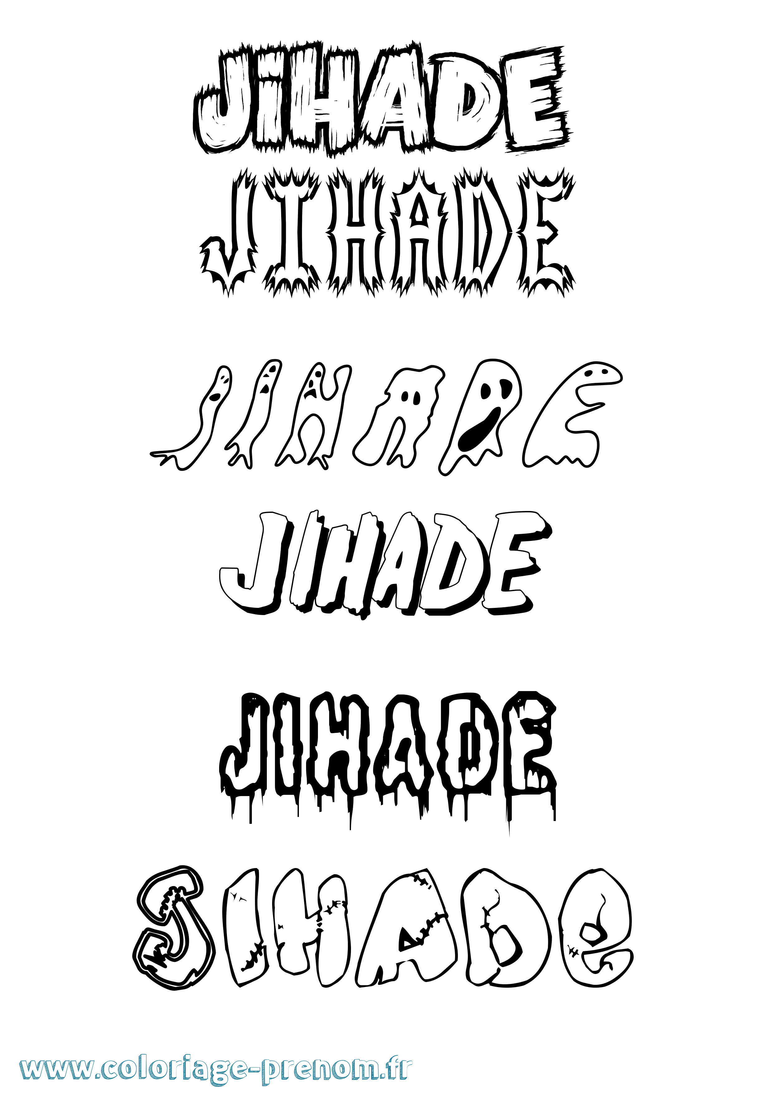 Coloriage Jihade Frisson Coloriage prénom Jihade Frisson