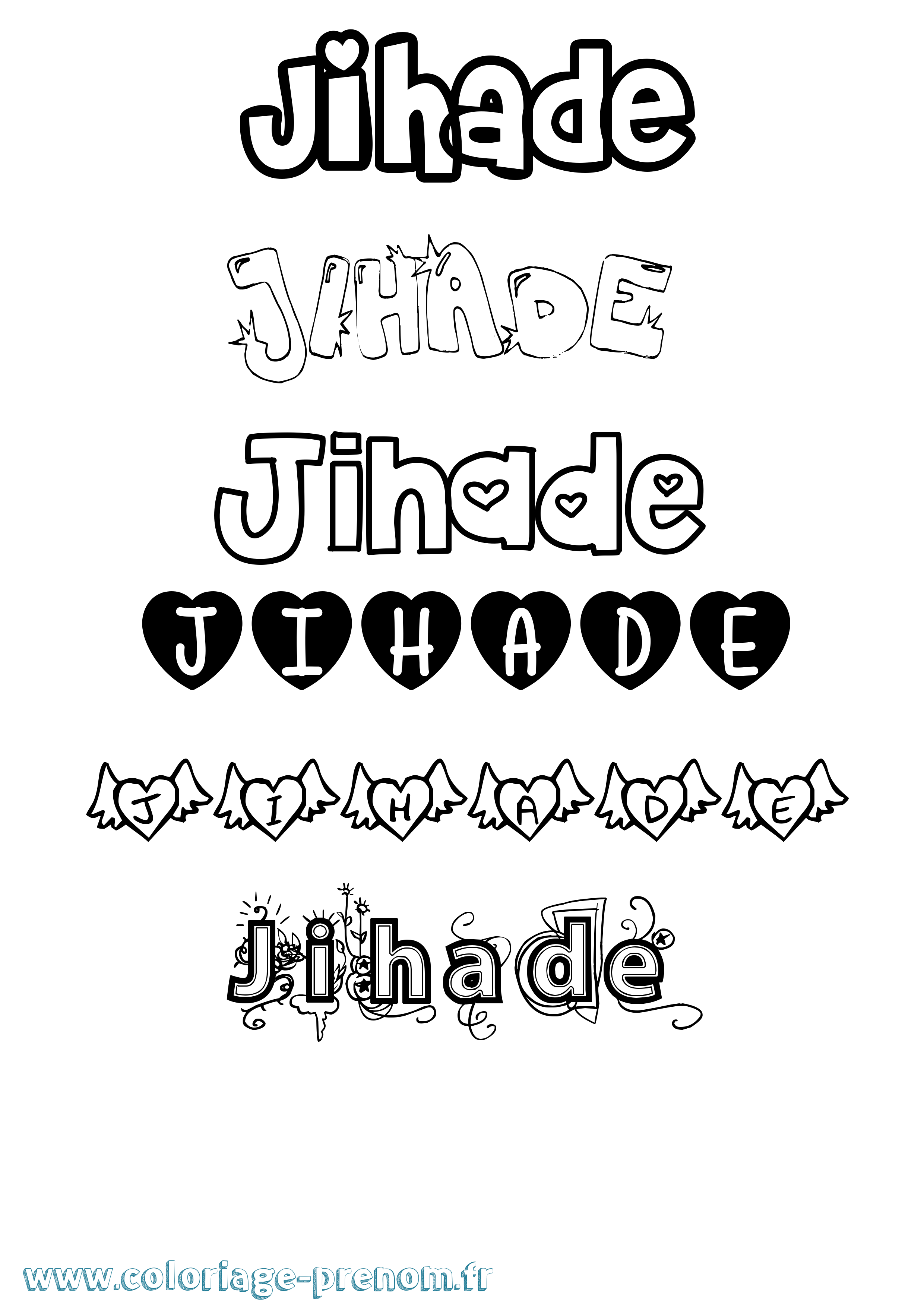 Coloriage Jihade Girly Coloriage prénom Jihade Girly