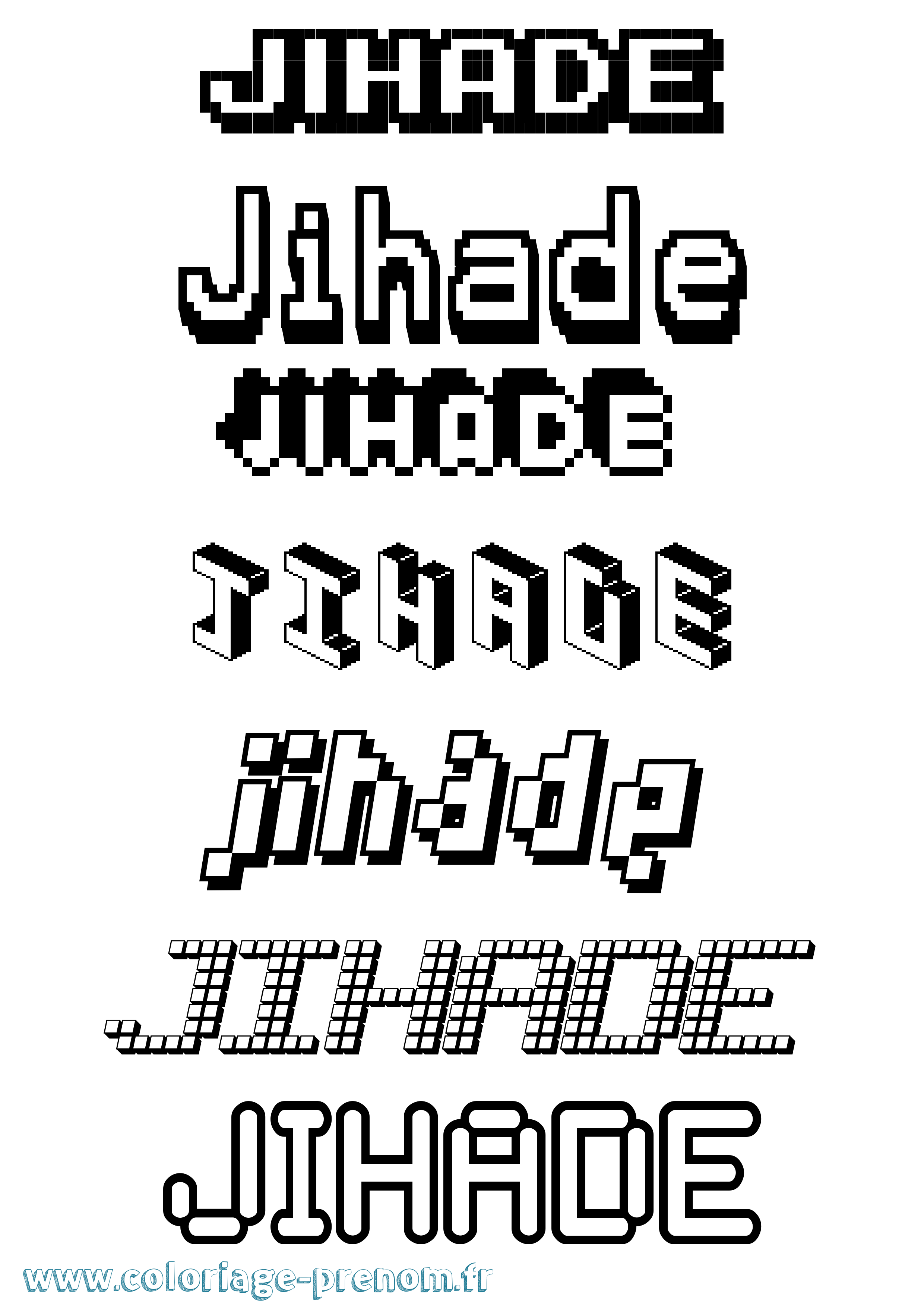 Coloriage Jihade Pixel Coloriage prénom Jihade Pixel