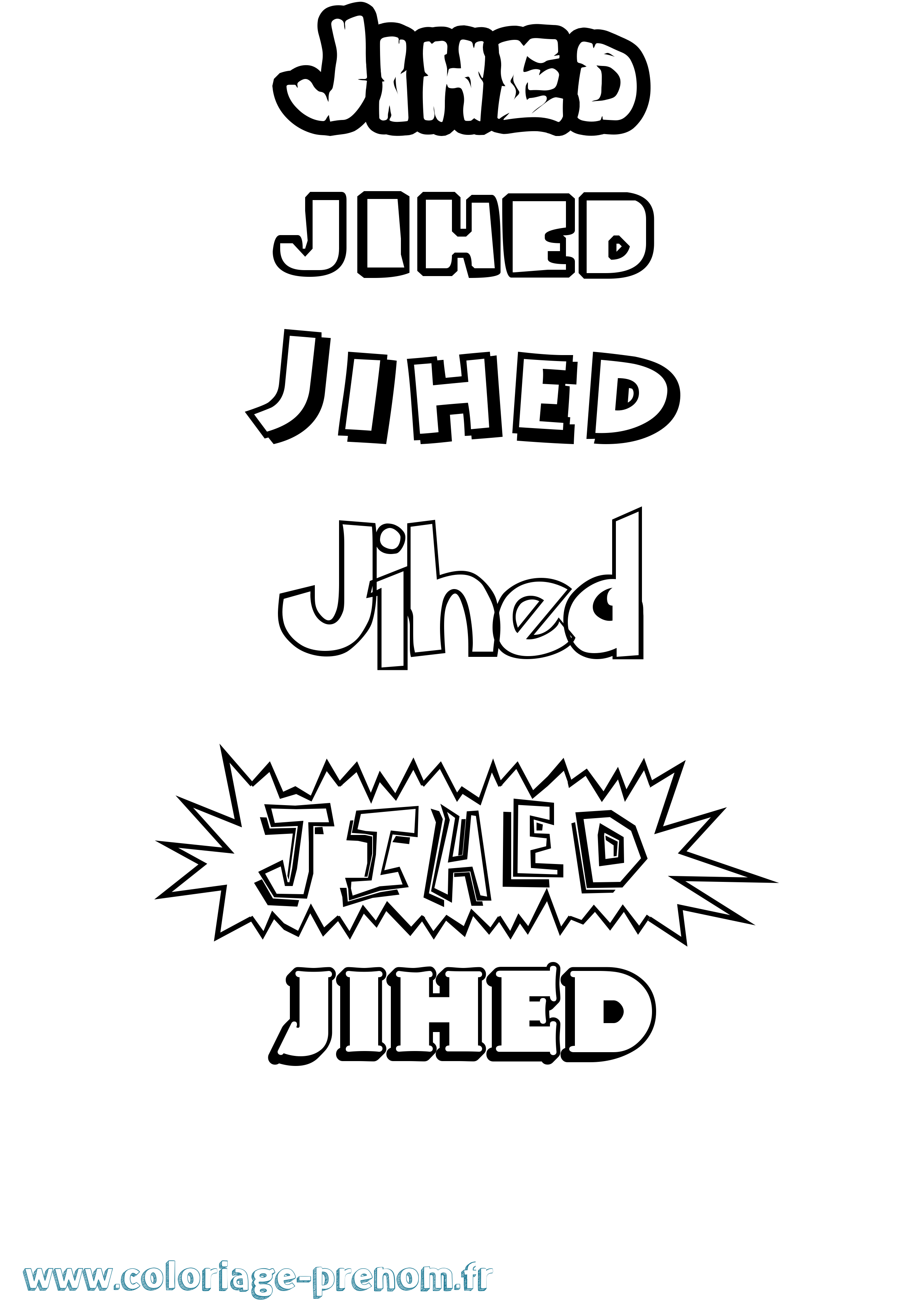 Coloriage Jihed Dessin Animé Coloriage prénom Jihed Dessin Animé