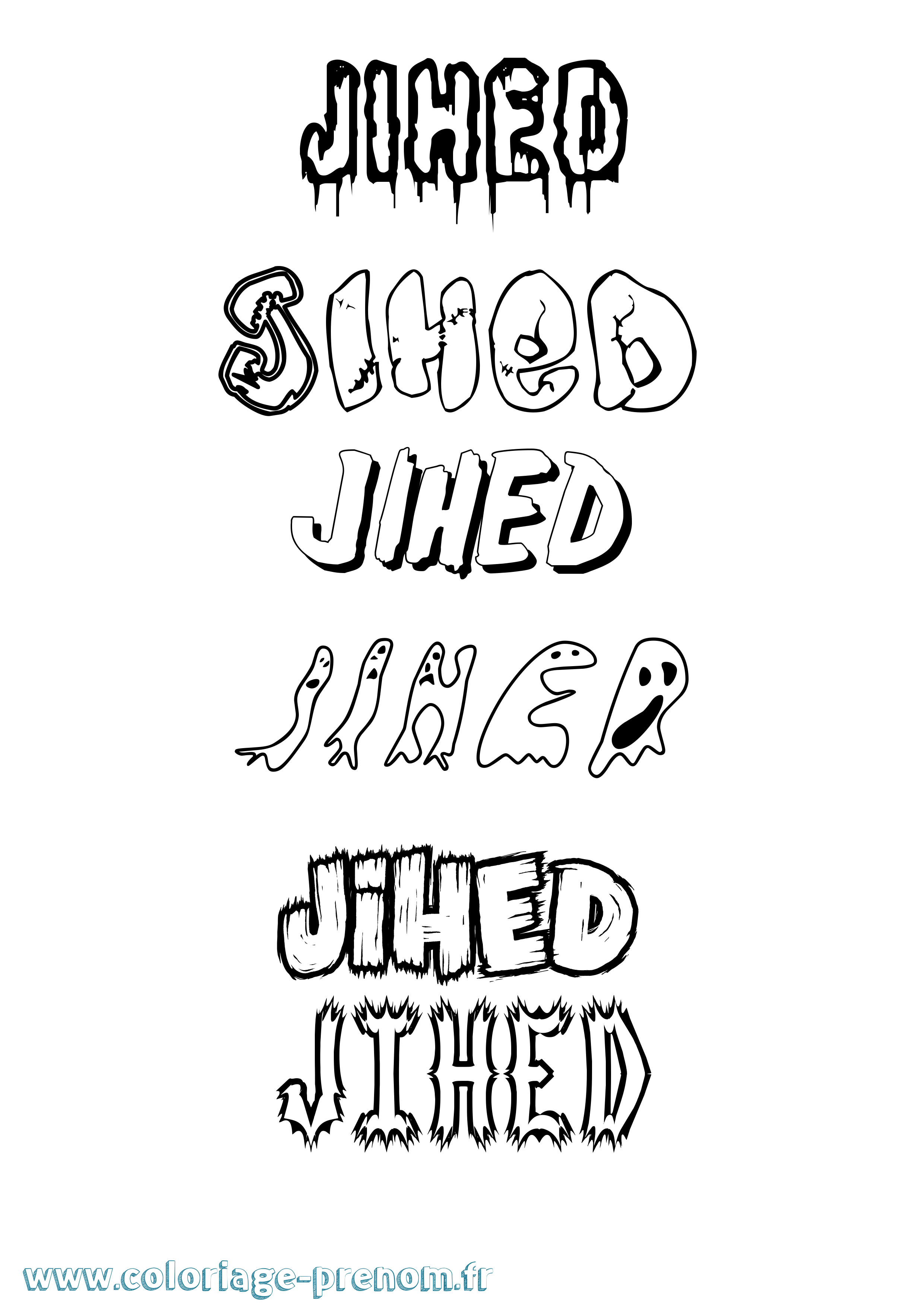 Coloriage Jihed Frisson Coloriage prénom Jihed Frisson